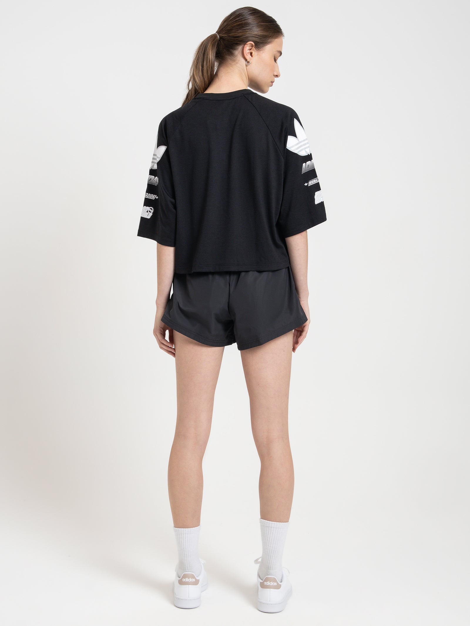 Overbranded Graphic Shorts in Black