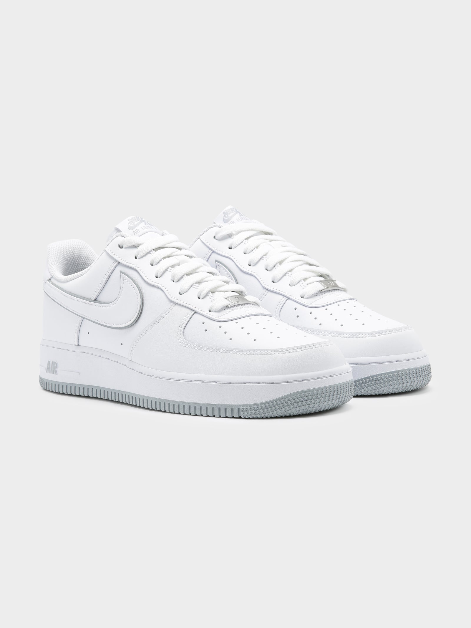 Mens Nike Air Force 1' Sneakers in White & Grey