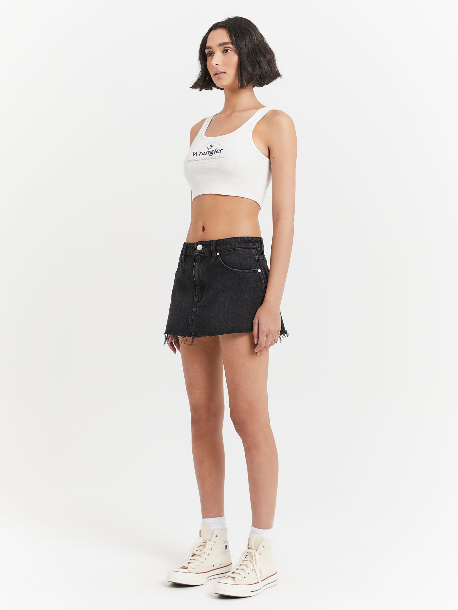 Low Rise Britney Skirt in Widow Black Raw