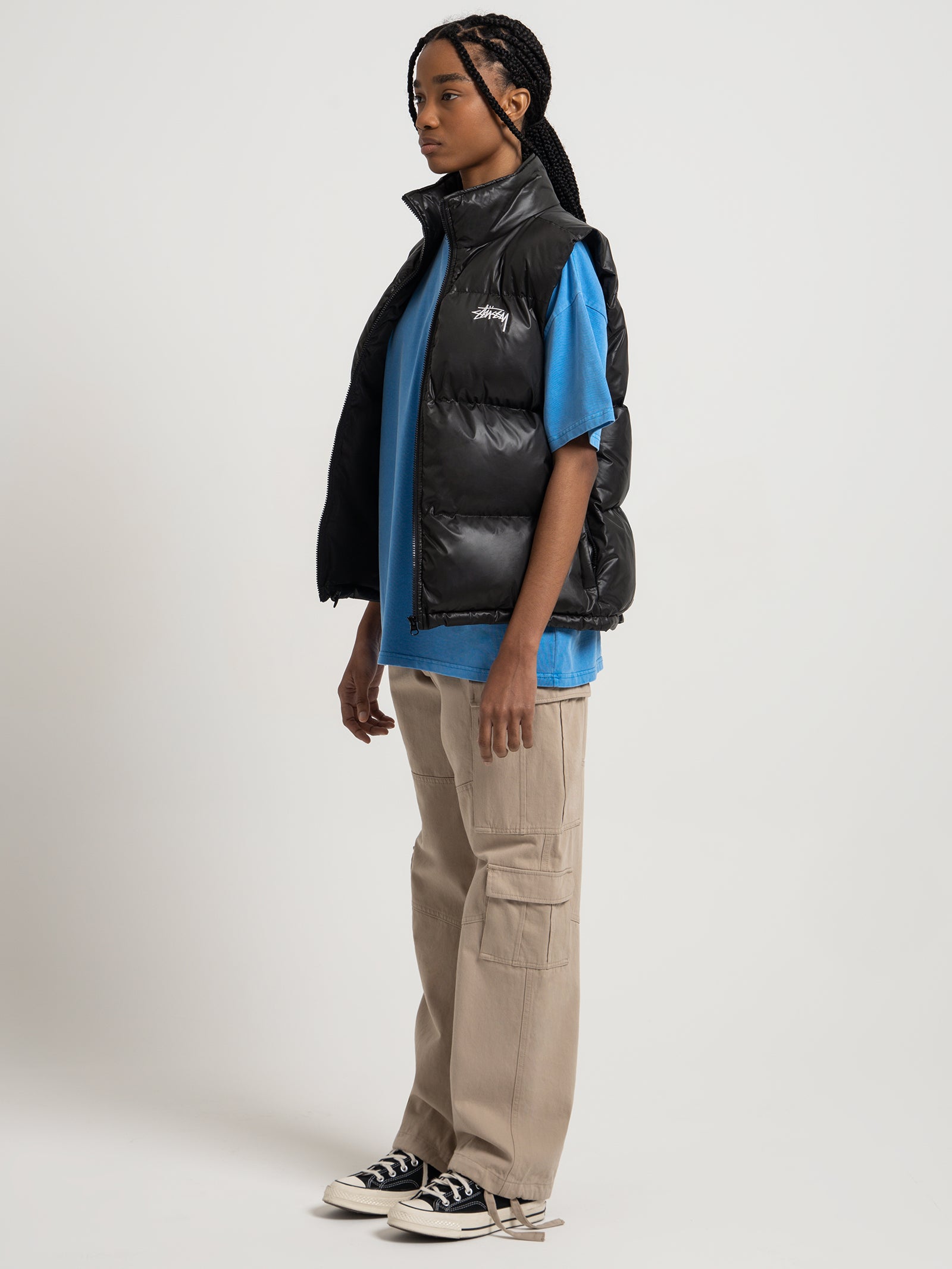 Stock Puffer Vest in Shiny Black