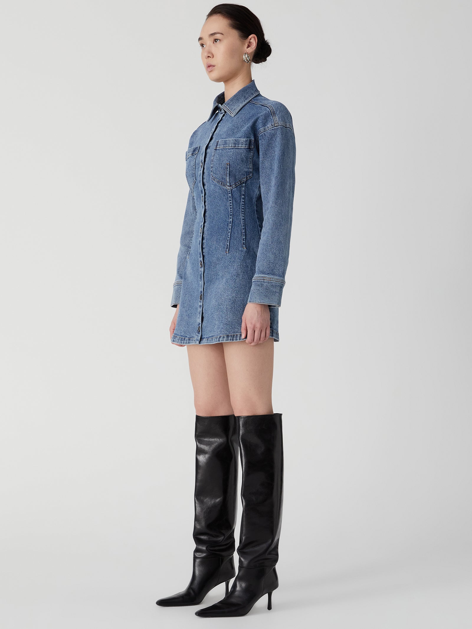 Javier Denim Dress in Night Shadow Indigo