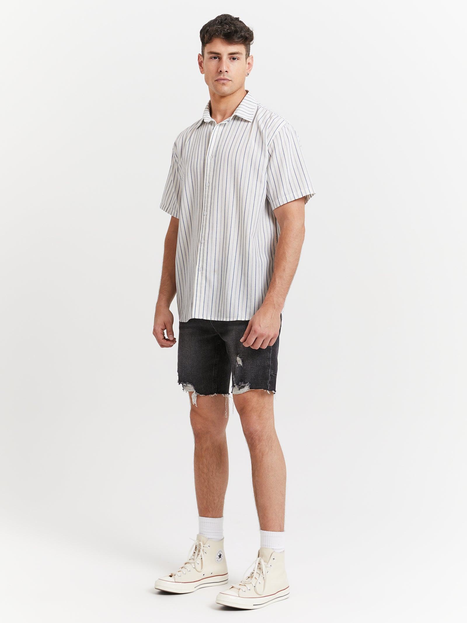 Lucky Strike Short Sleeve Shirt in Dirty White