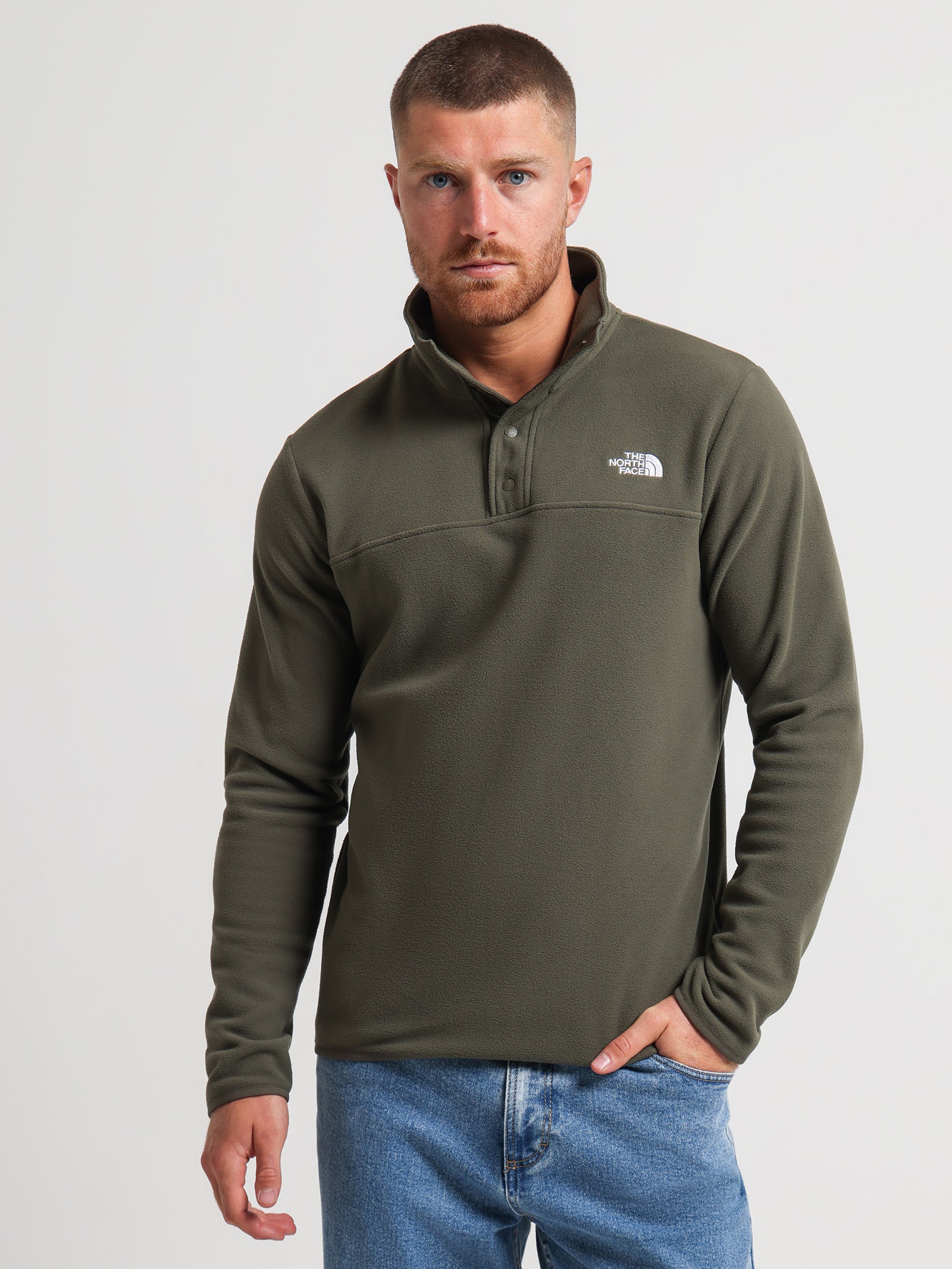 TKA Glacier 1/4 Snap Pullover in Taupe Green