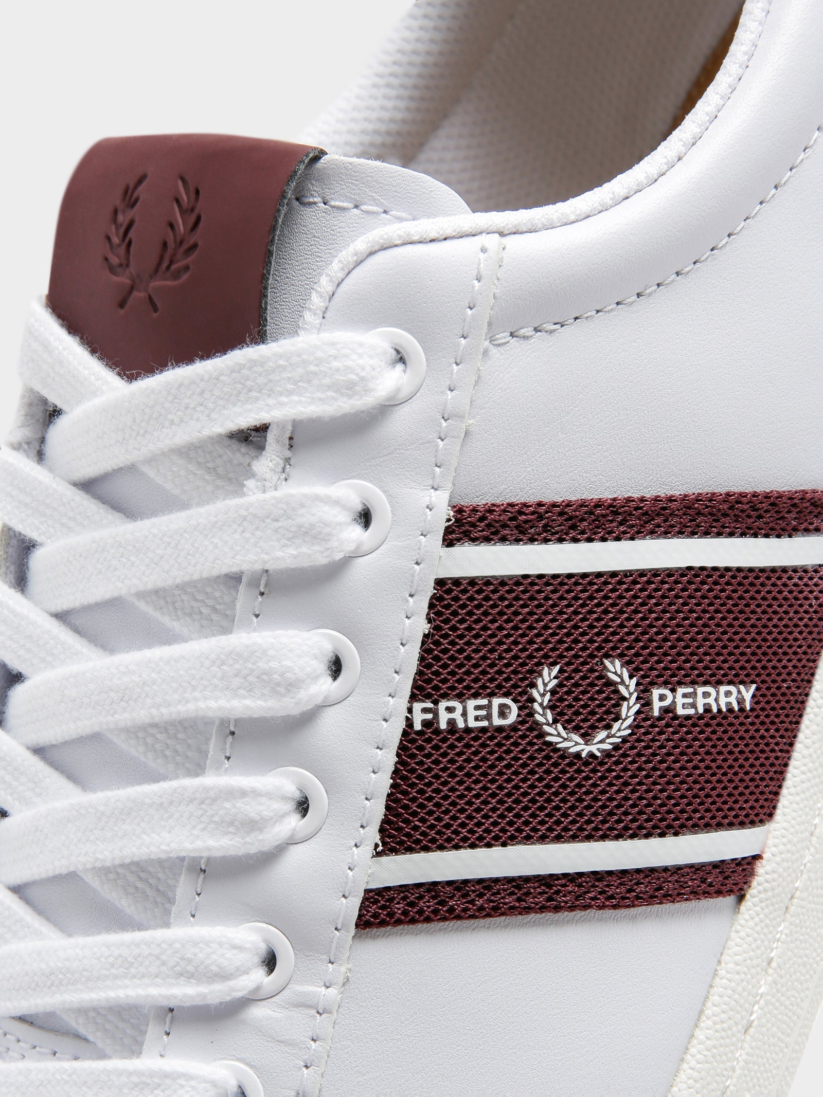 Mens B721 Leather Sneakers in White & Oxblood