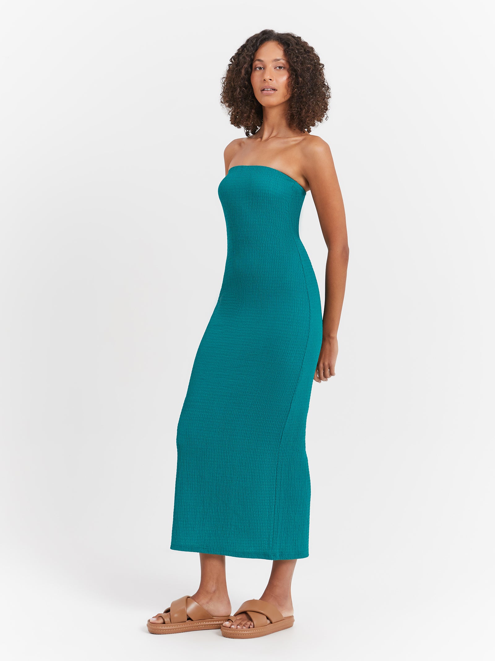 Naia Tube Midi Dress in Sea Green