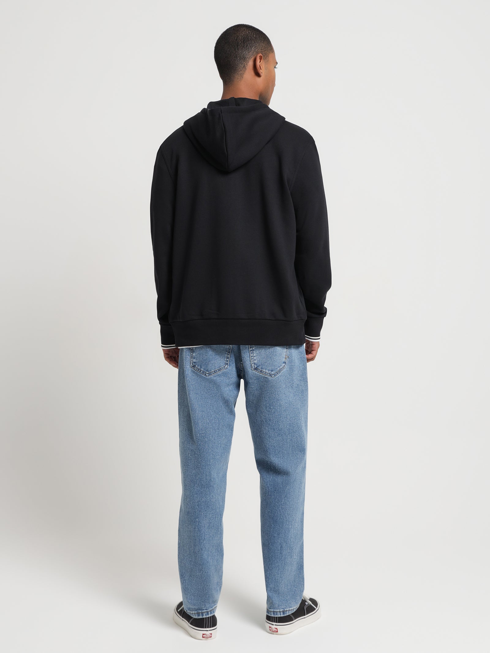 Hooded Zip Through Sweatshirt in Black