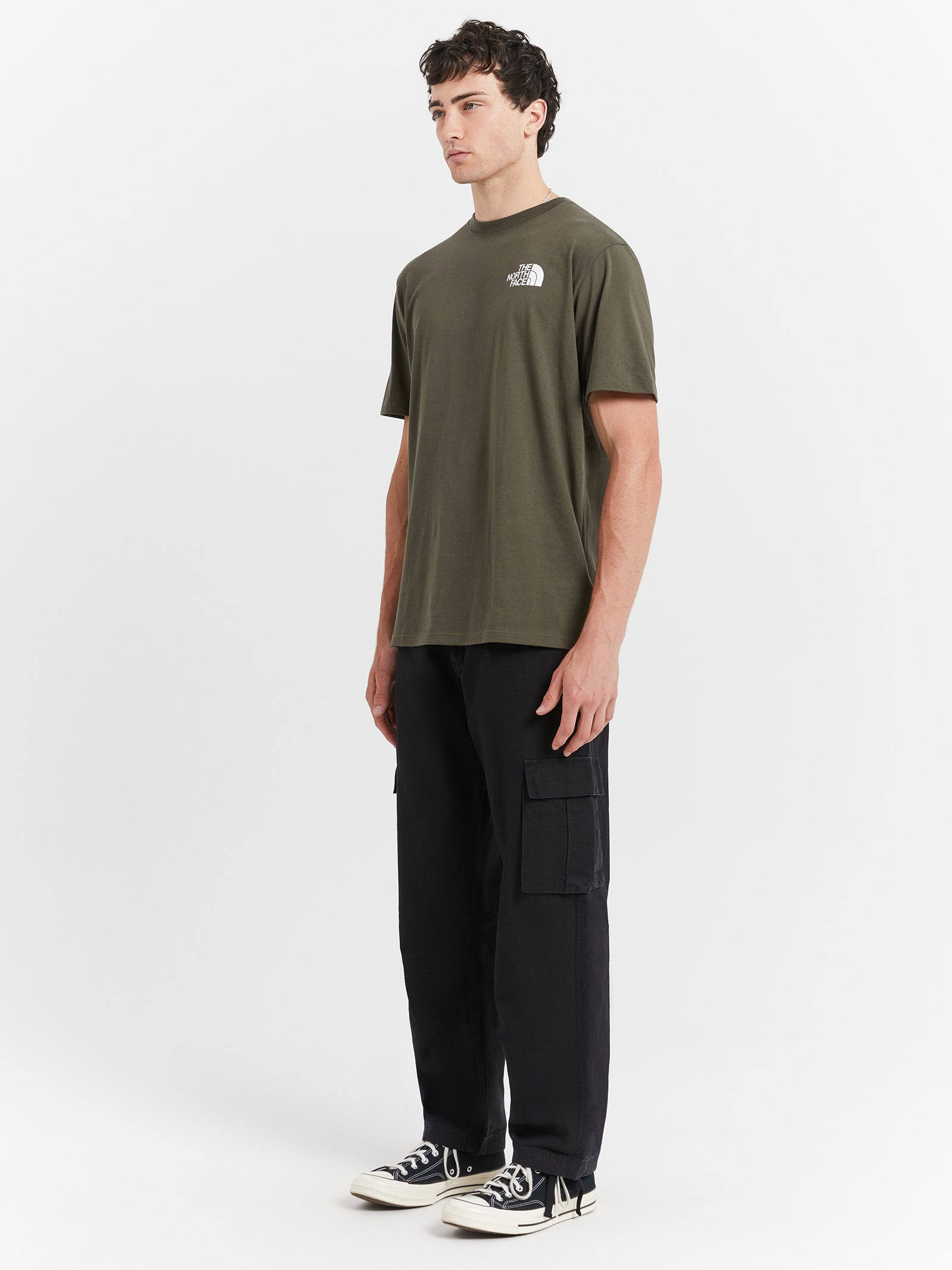 Short Sleeve Box T-Shirt in Green & TNF Black