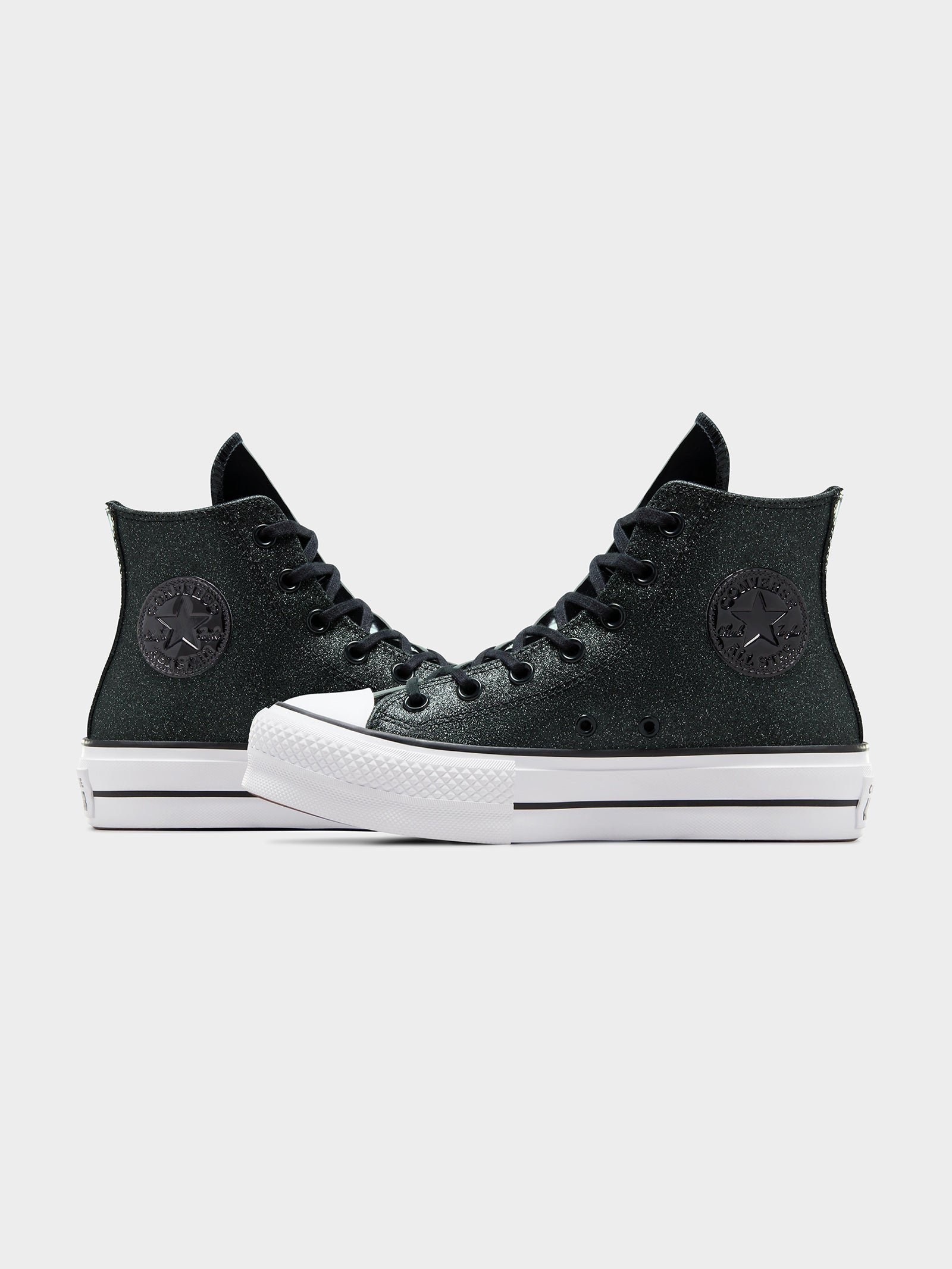 Womens Chuck Taylor All Star Lift Sparkle Party High Top Sneakers in Black