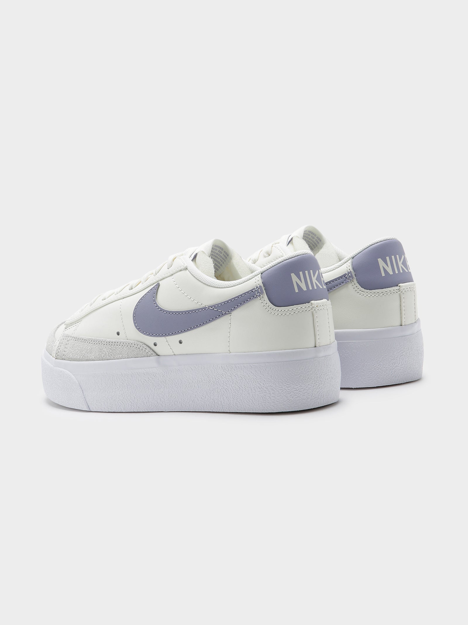 Womens Blazer Low Platform Sneakers in White & Lilac