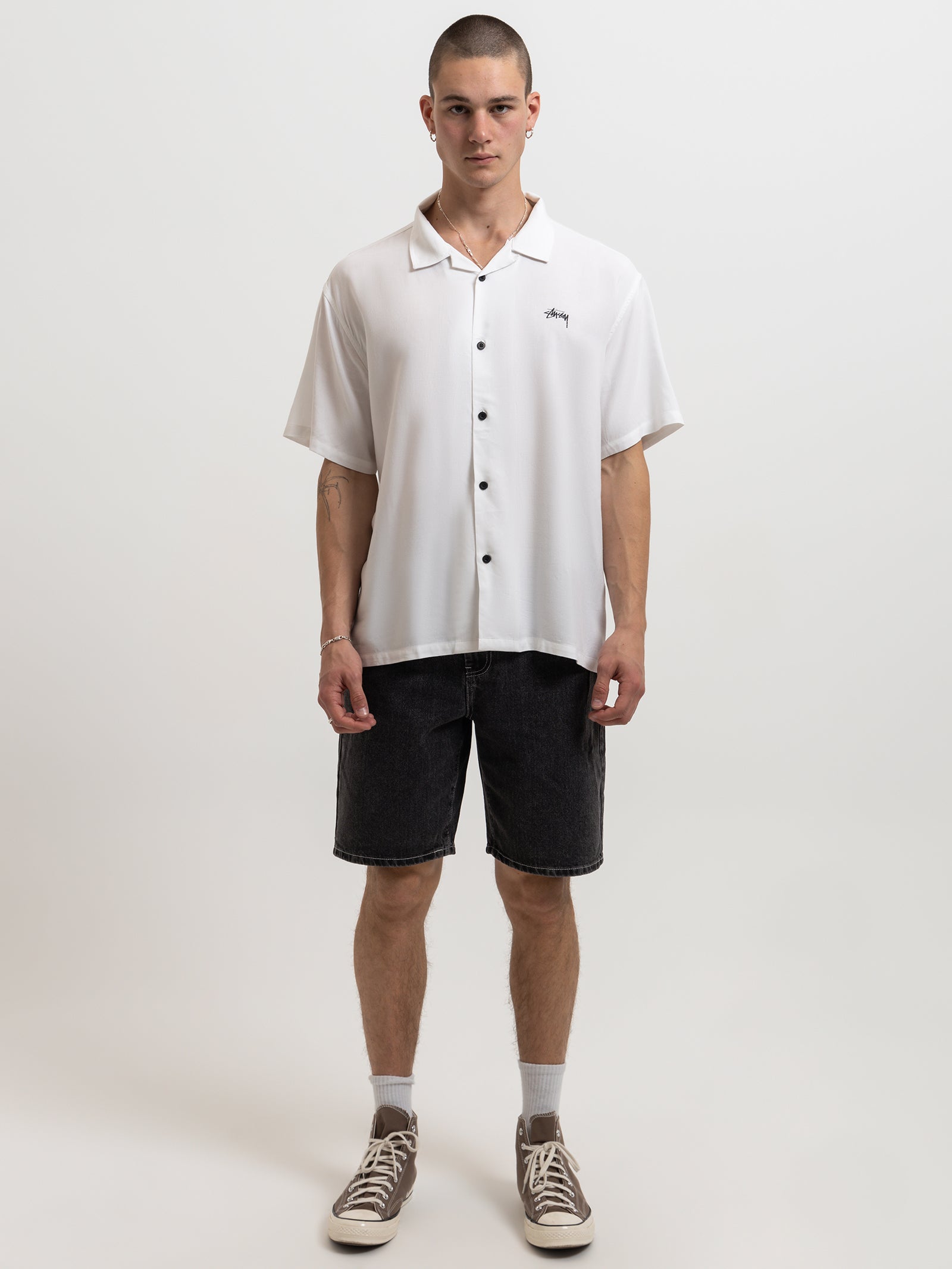 Fire Dice Short Sleeve Shirt in White