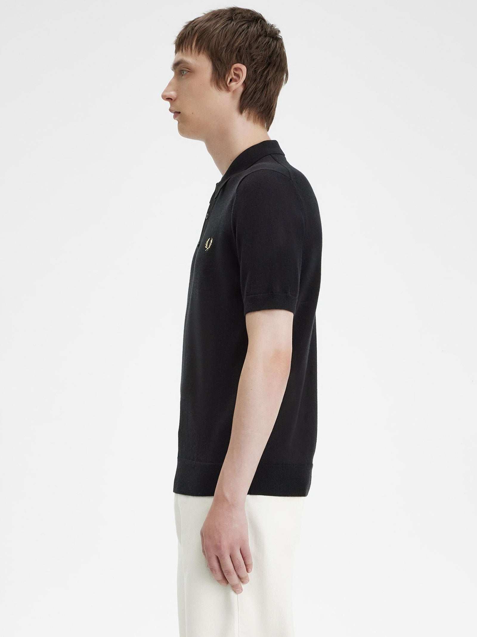 Classic Knitted Polo Shirt in Black