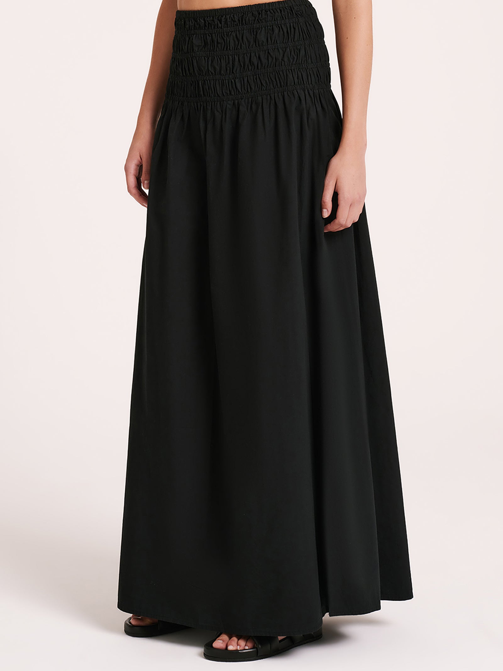 Oasis Poplin Maxi Skirt in Black