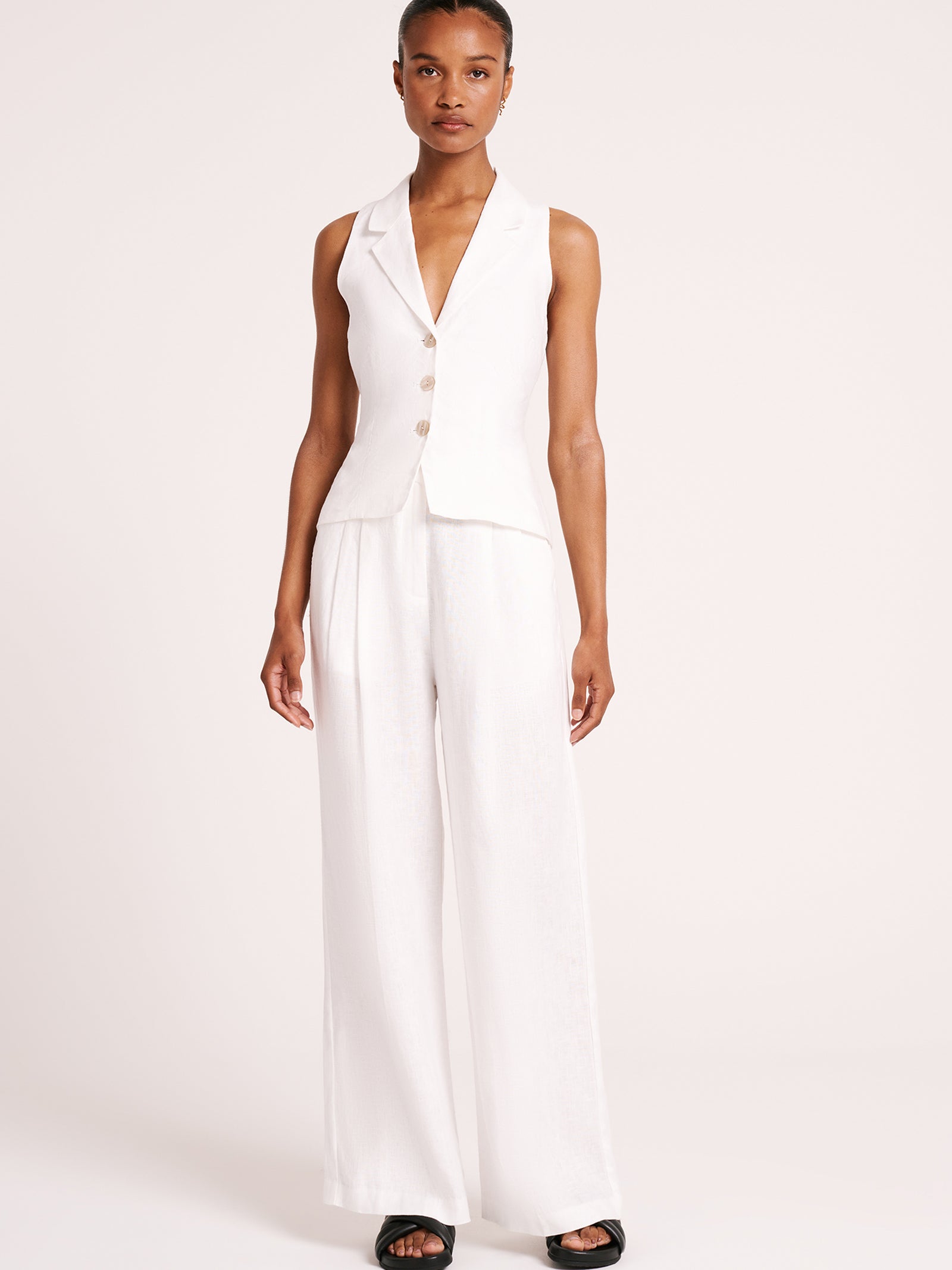 Thilda Linen Vest in White