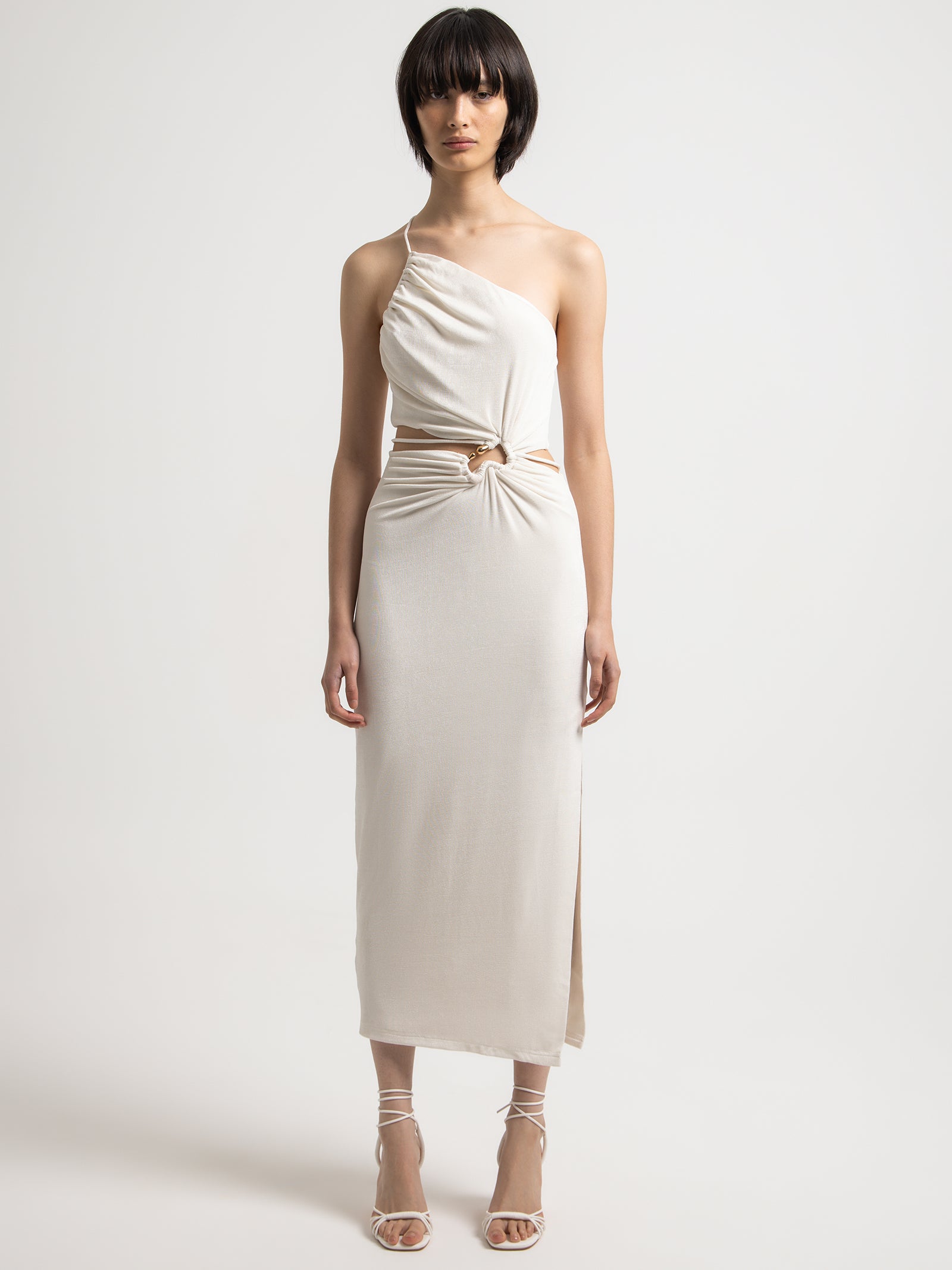 Sidney Slinky Jersey Midi Dress in Ivory