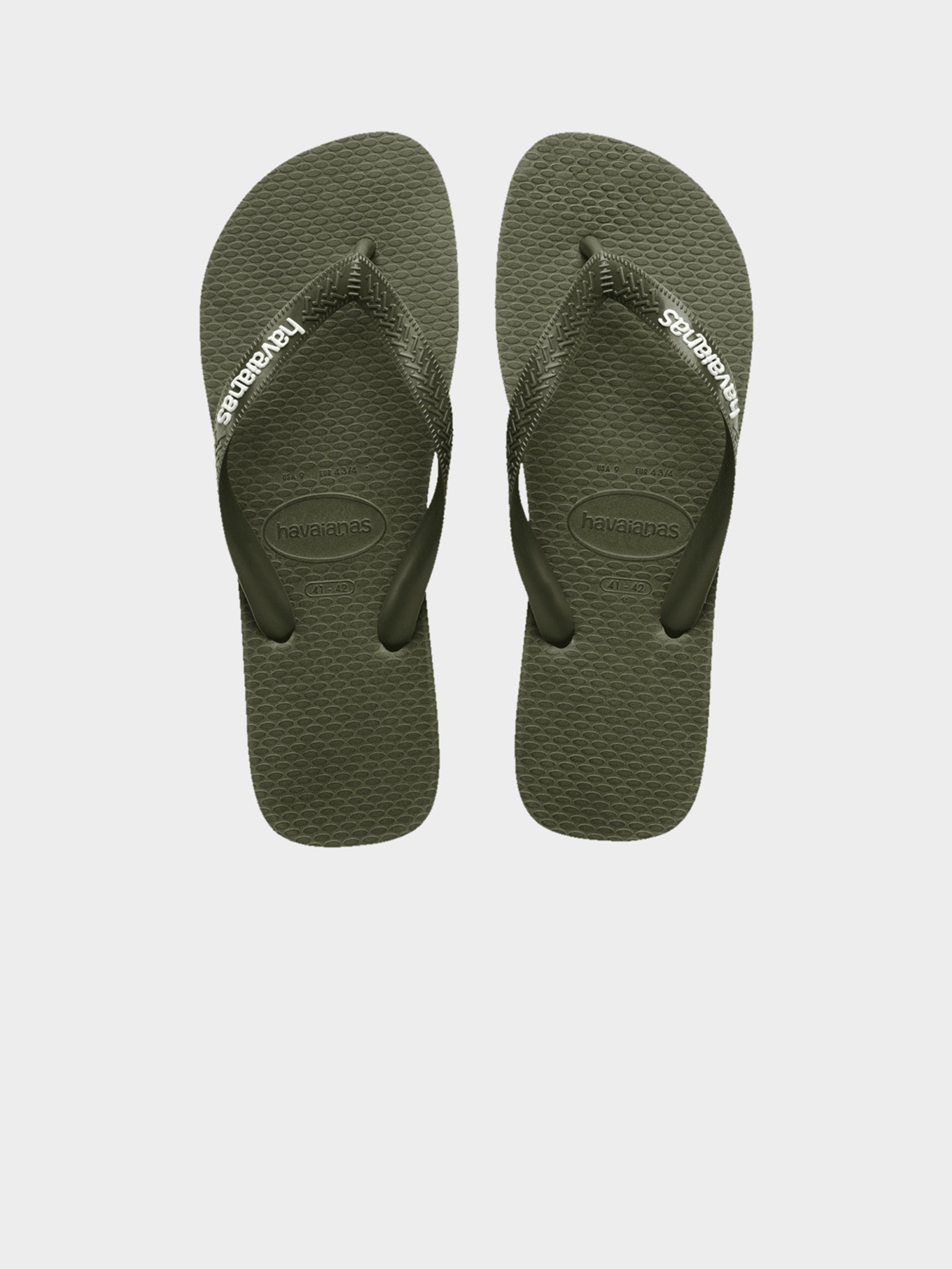 Unisex Rubber Logo Thongs in Olive Green