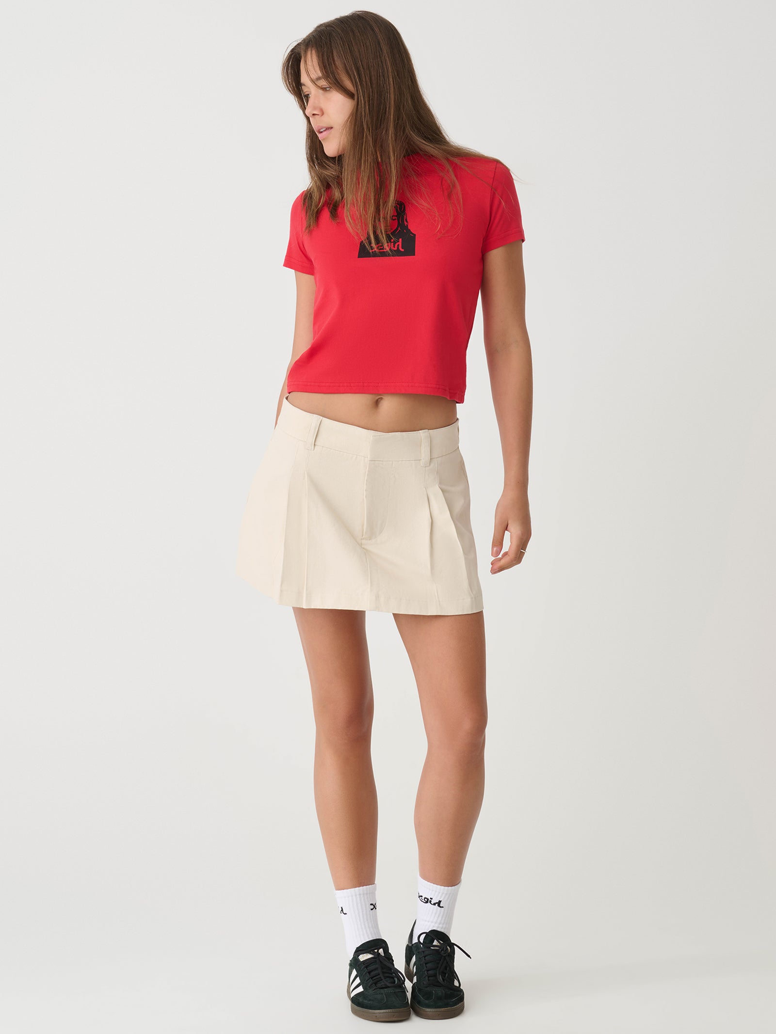 Pleated Mini Skirt in Dove