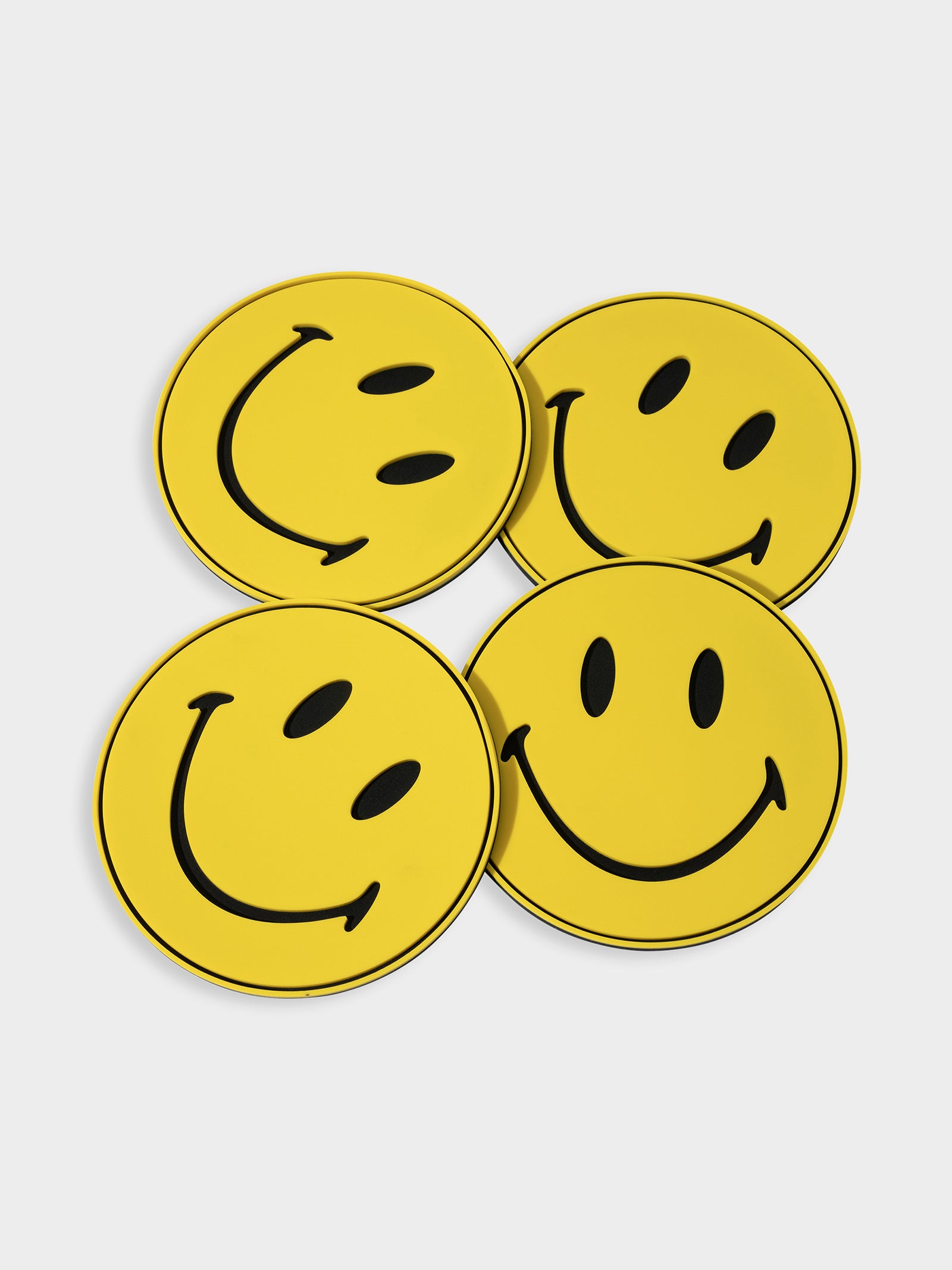 Smiley Coaster Set in Yellow & Black