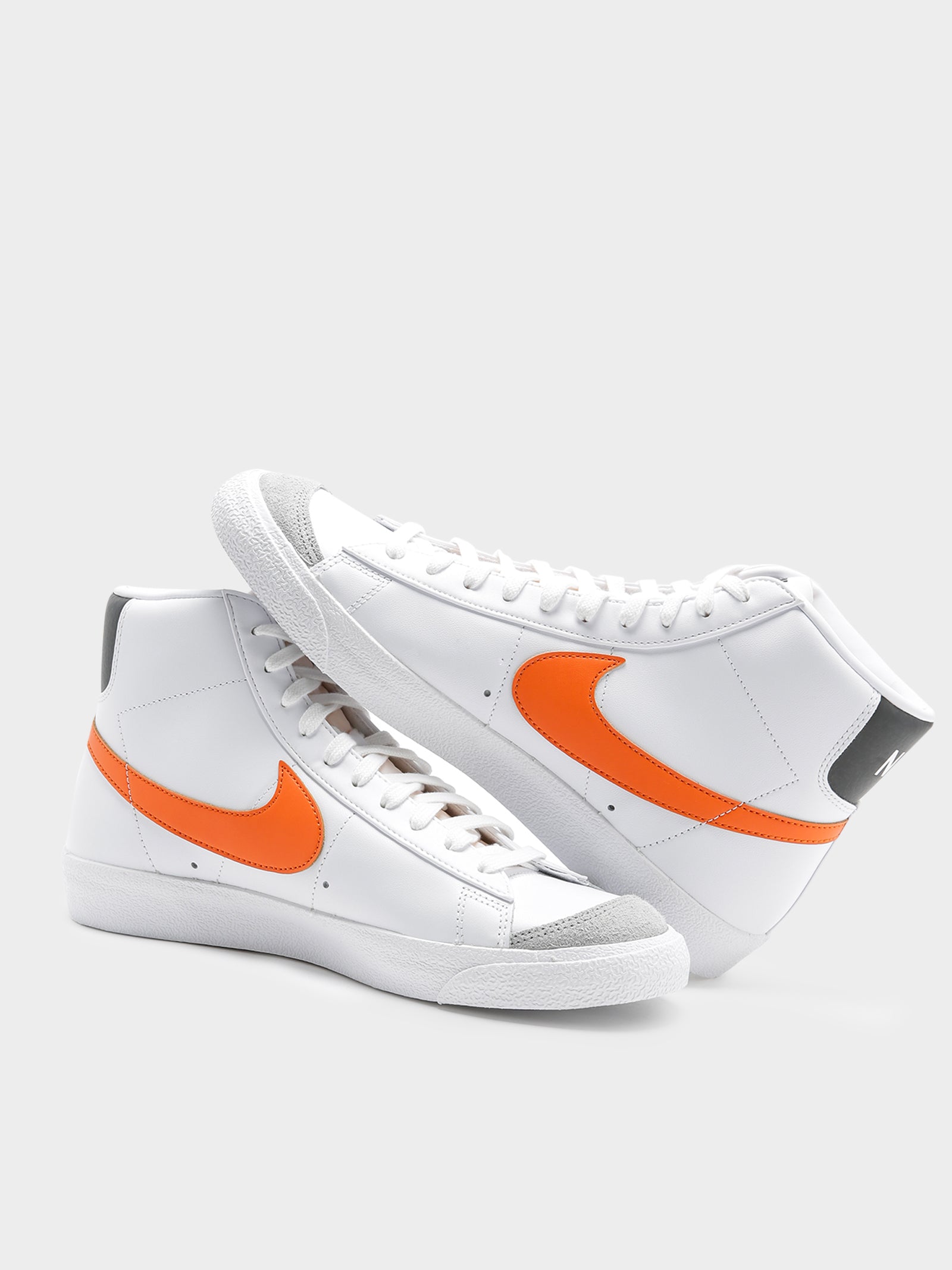 Mens Blazer Mid 77' Sneakers in White & Orange