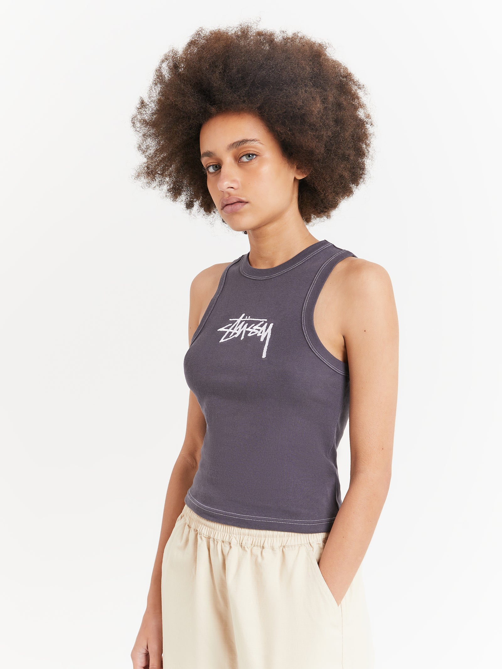 Stussy Stock Tank in Charcoal