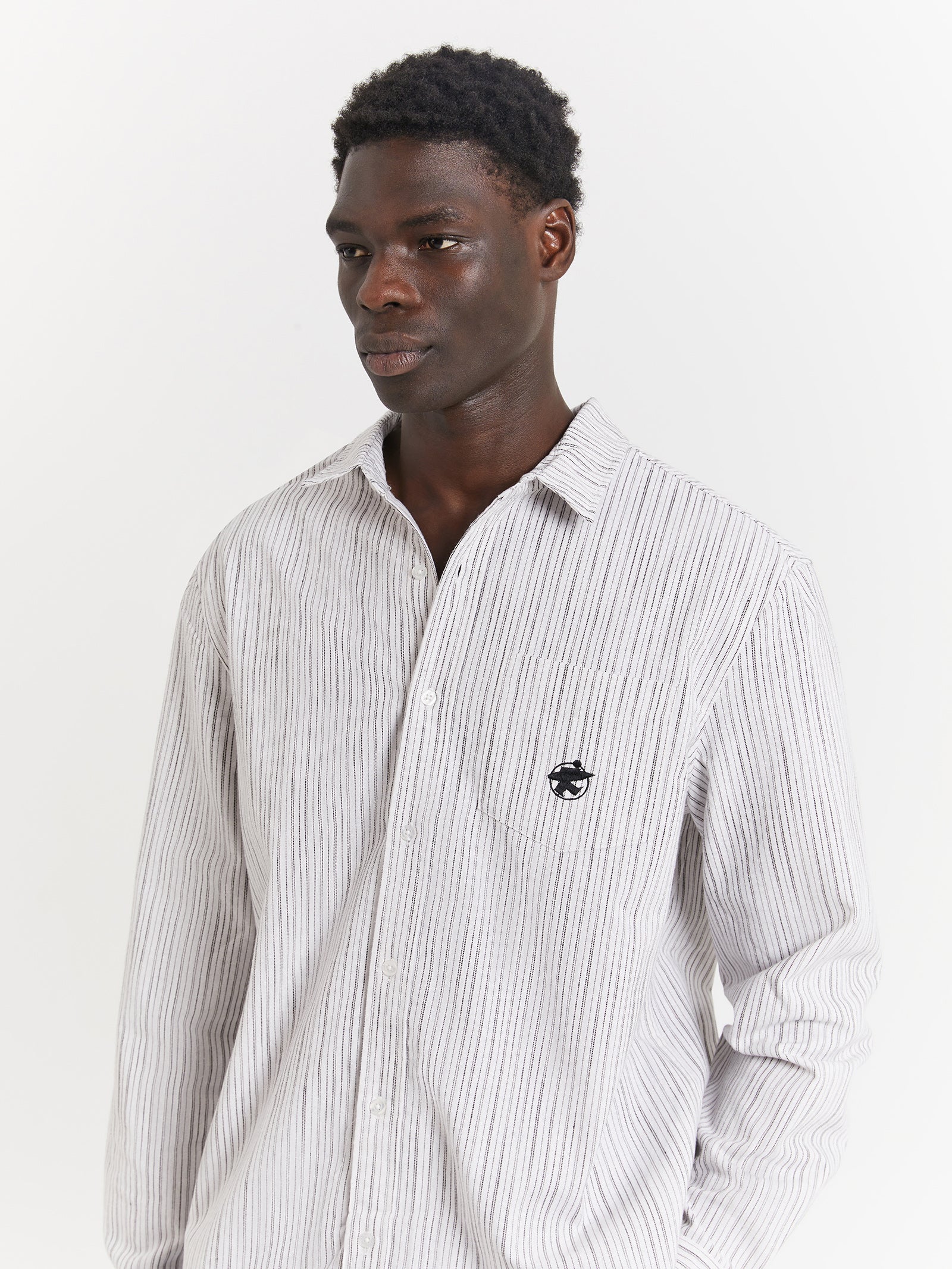 Surfman Classic Long Sleeve Shirt in White Stripe