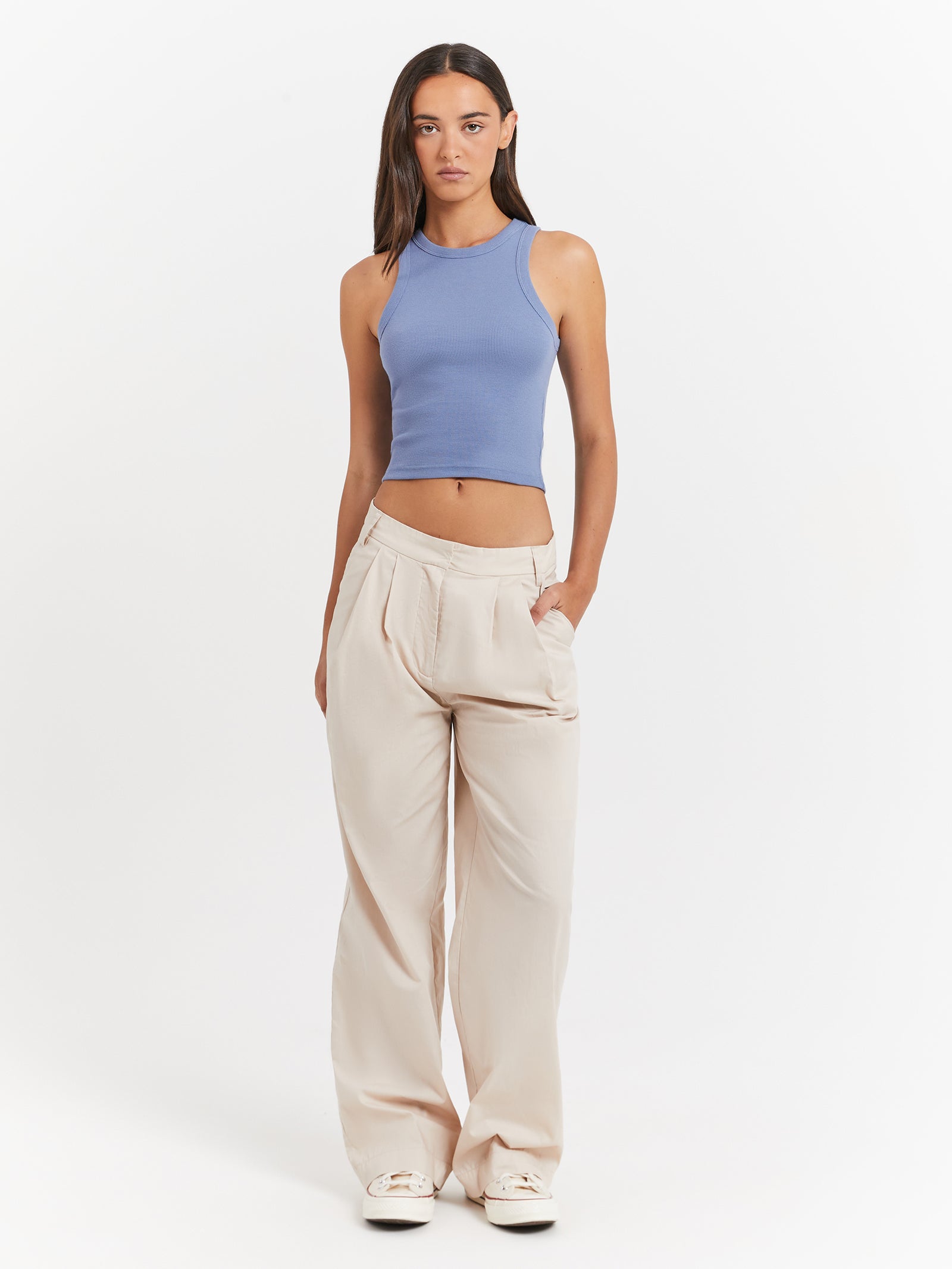 Monica Mid Rise Pants in Cream