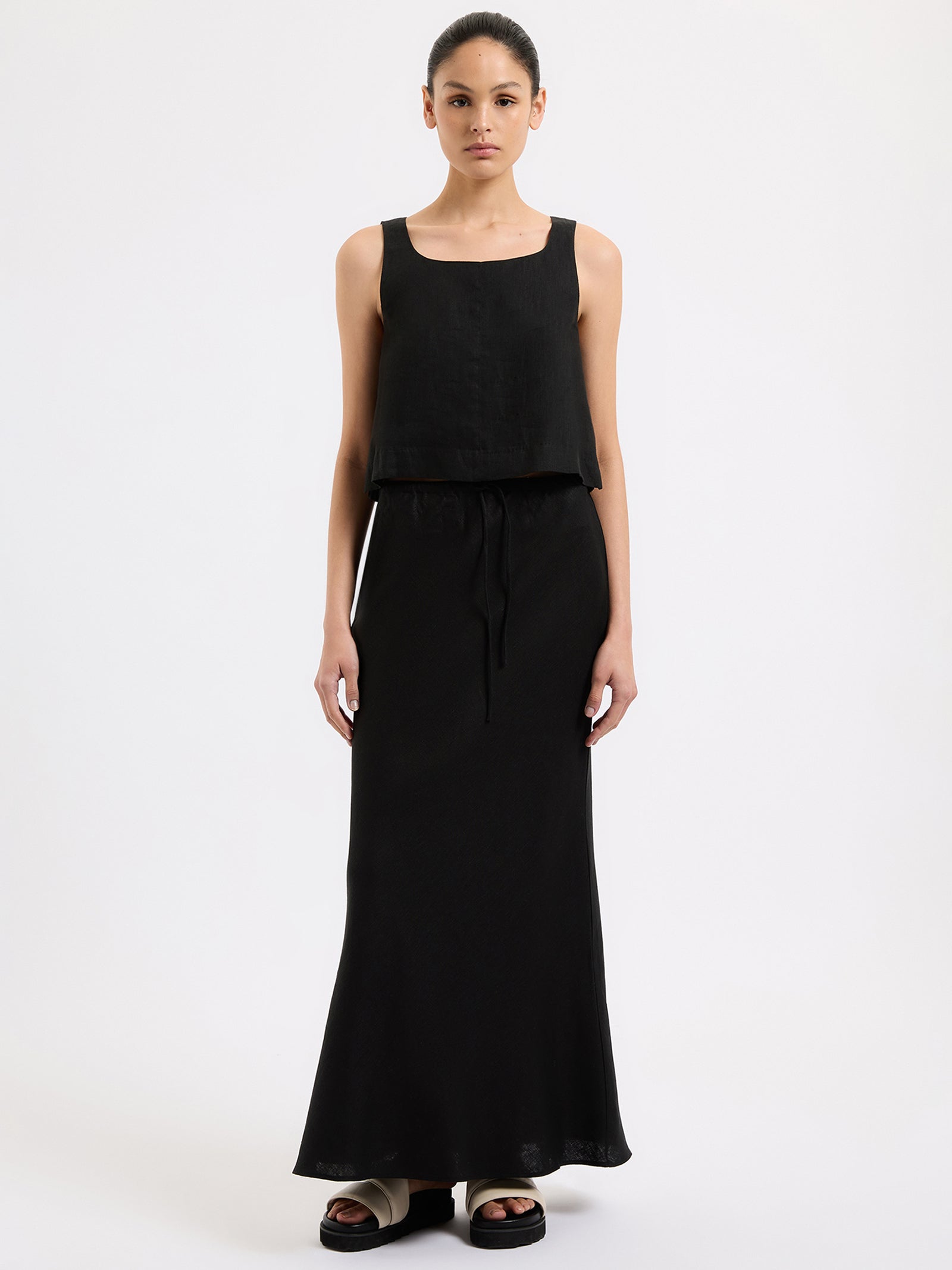 Amani Linen Skirt in Black