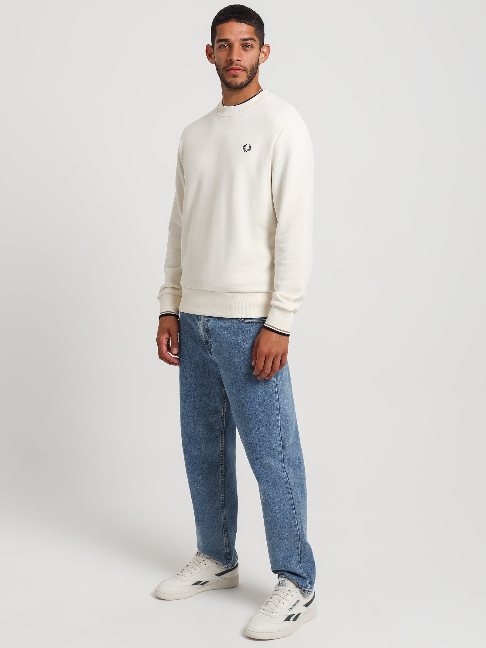 Crew Neck Sweatshirt in Ecru White