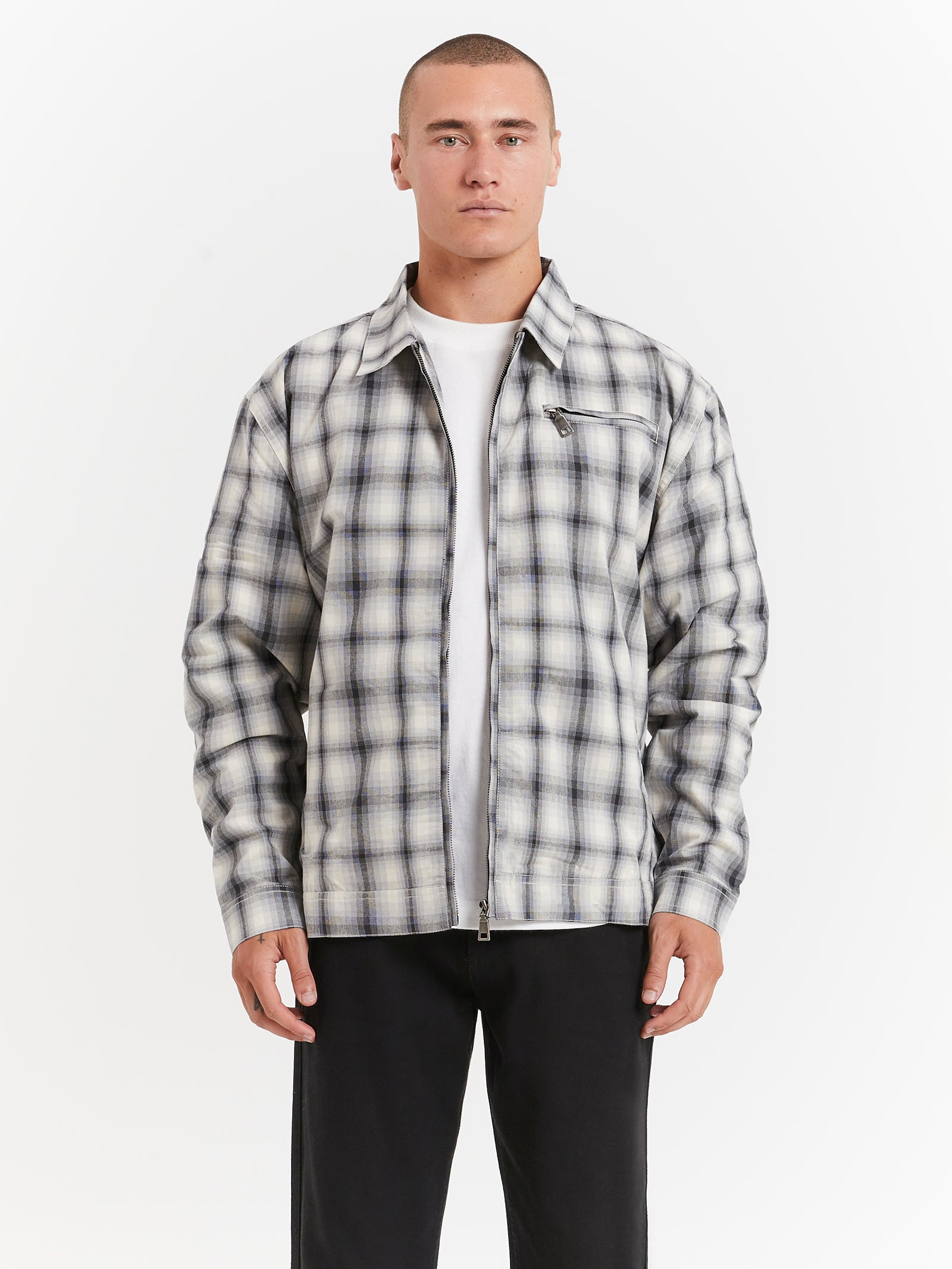 Hooligan Zip Jacket in Snow Plaid