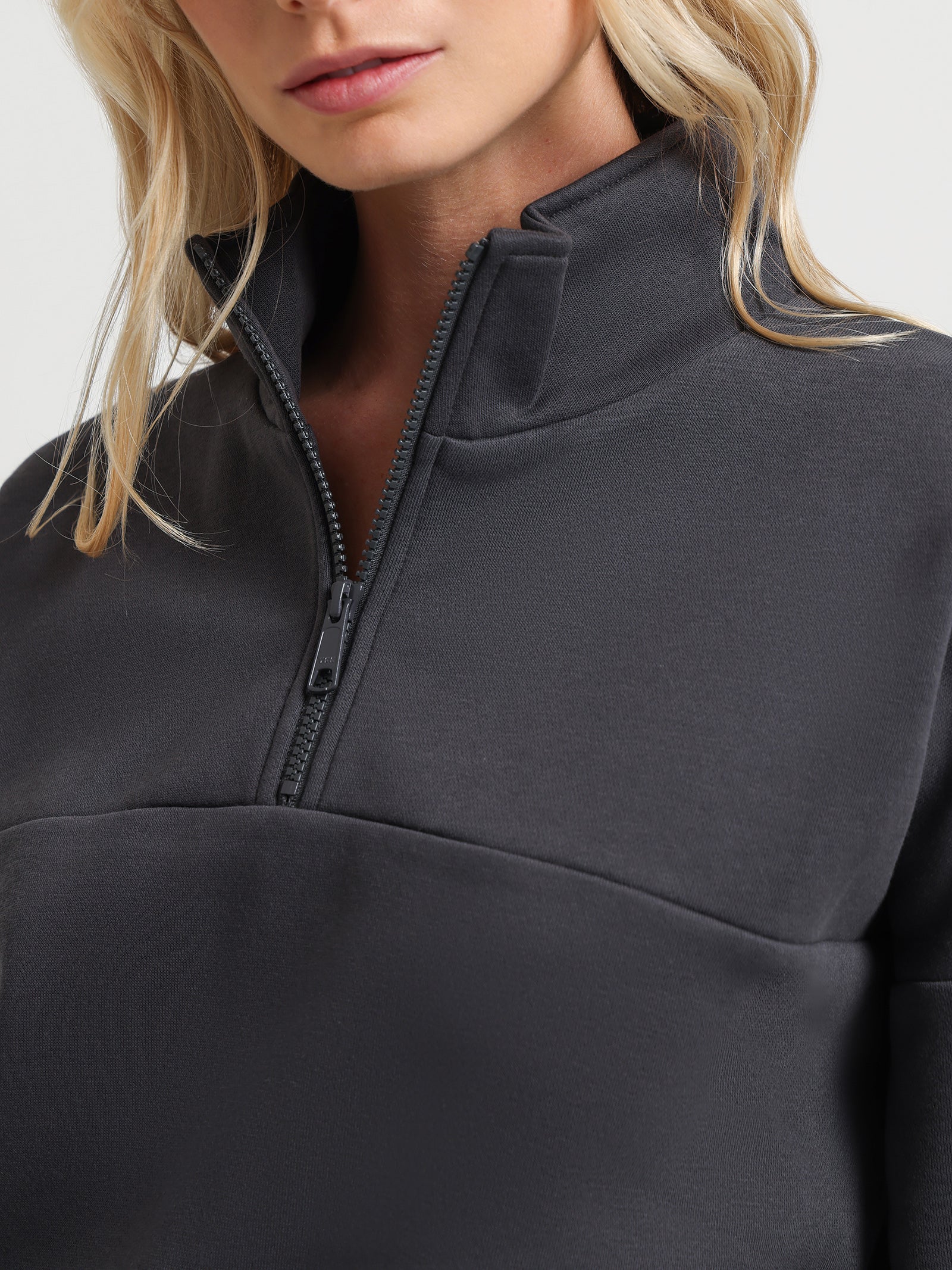 Kyra Half Zip Sweat in Ash