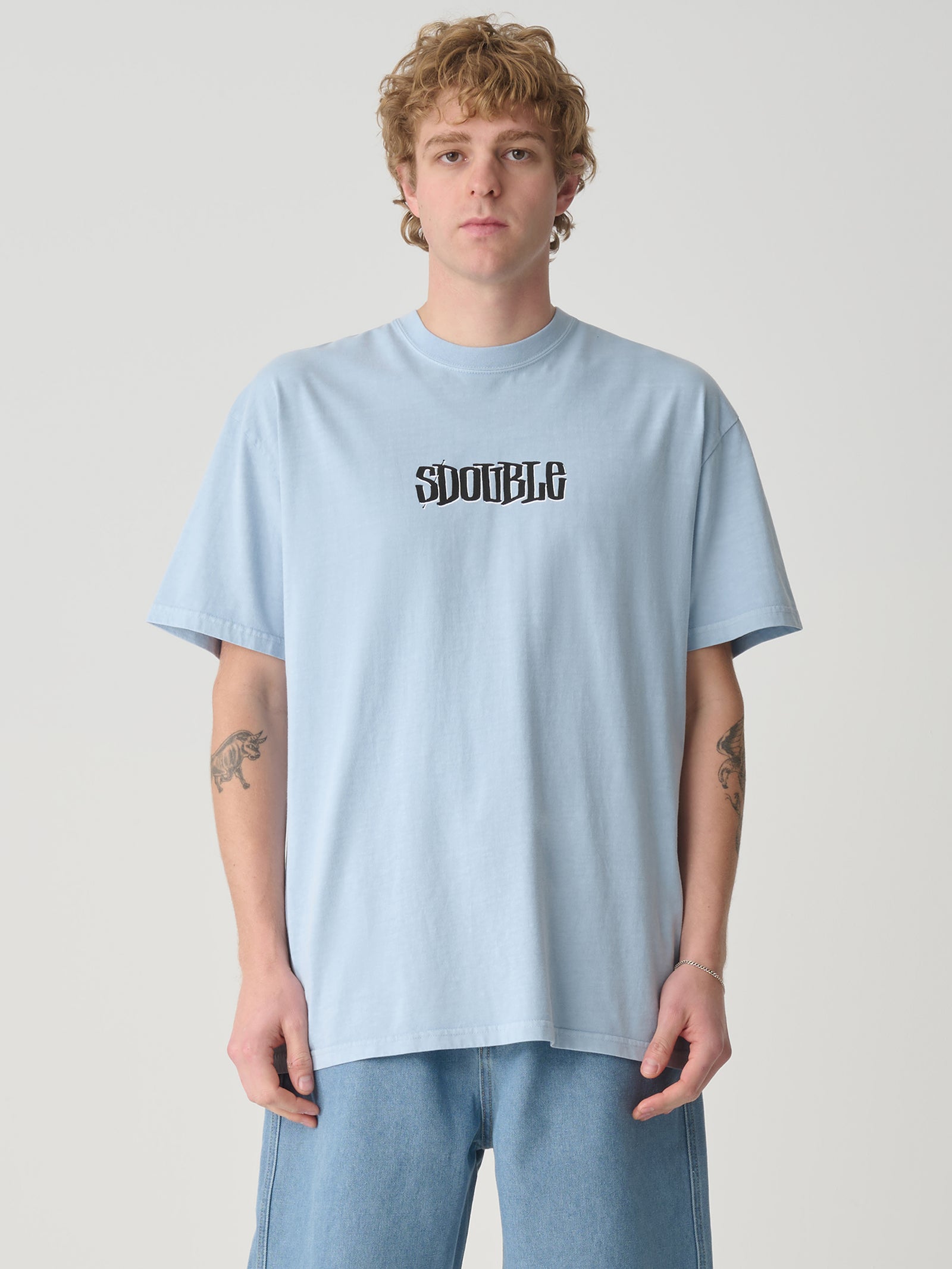 Pintails Tee In Washed Blue