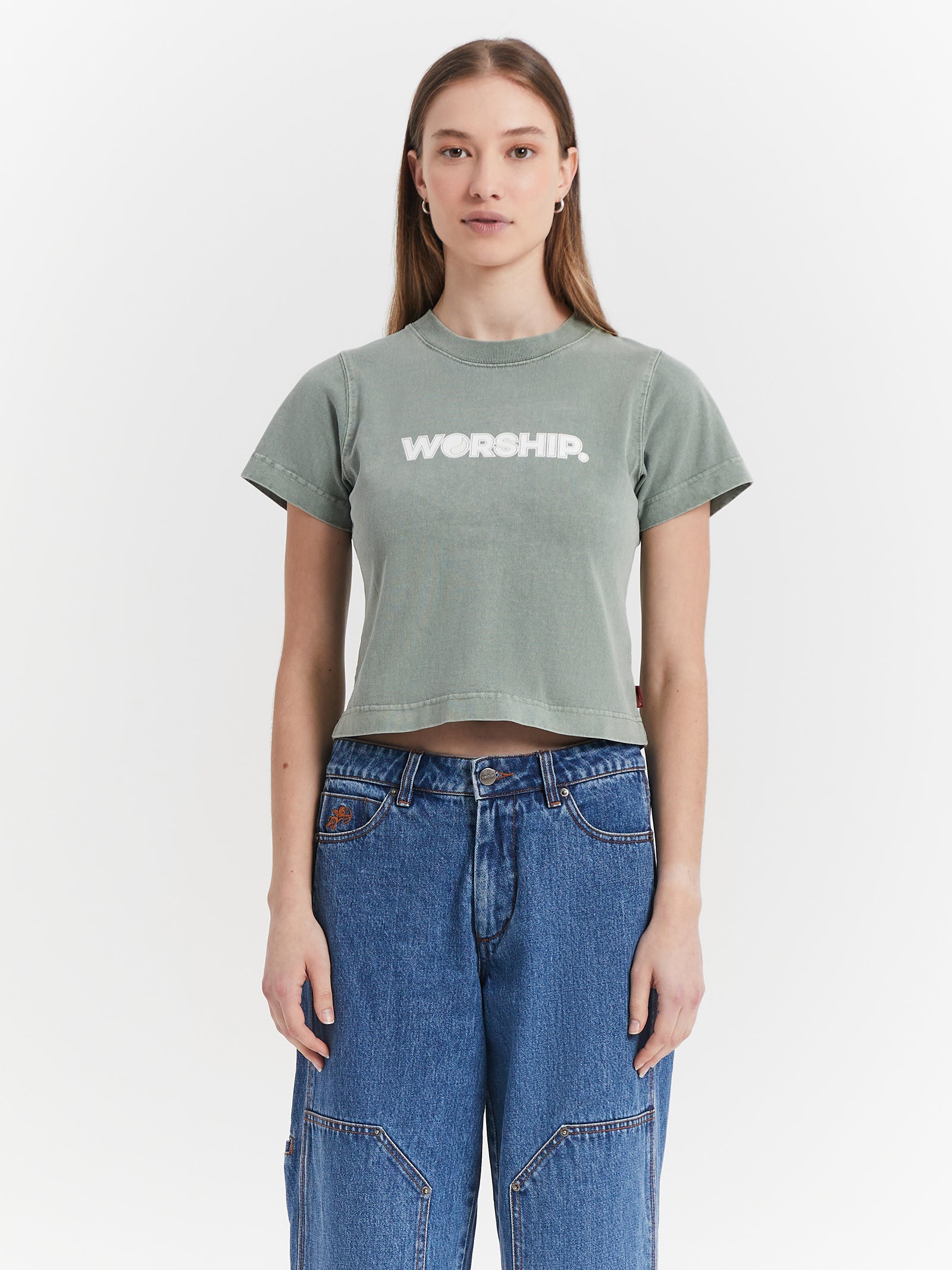 Core Boy Cropped T-Shirt in Spearmint Green