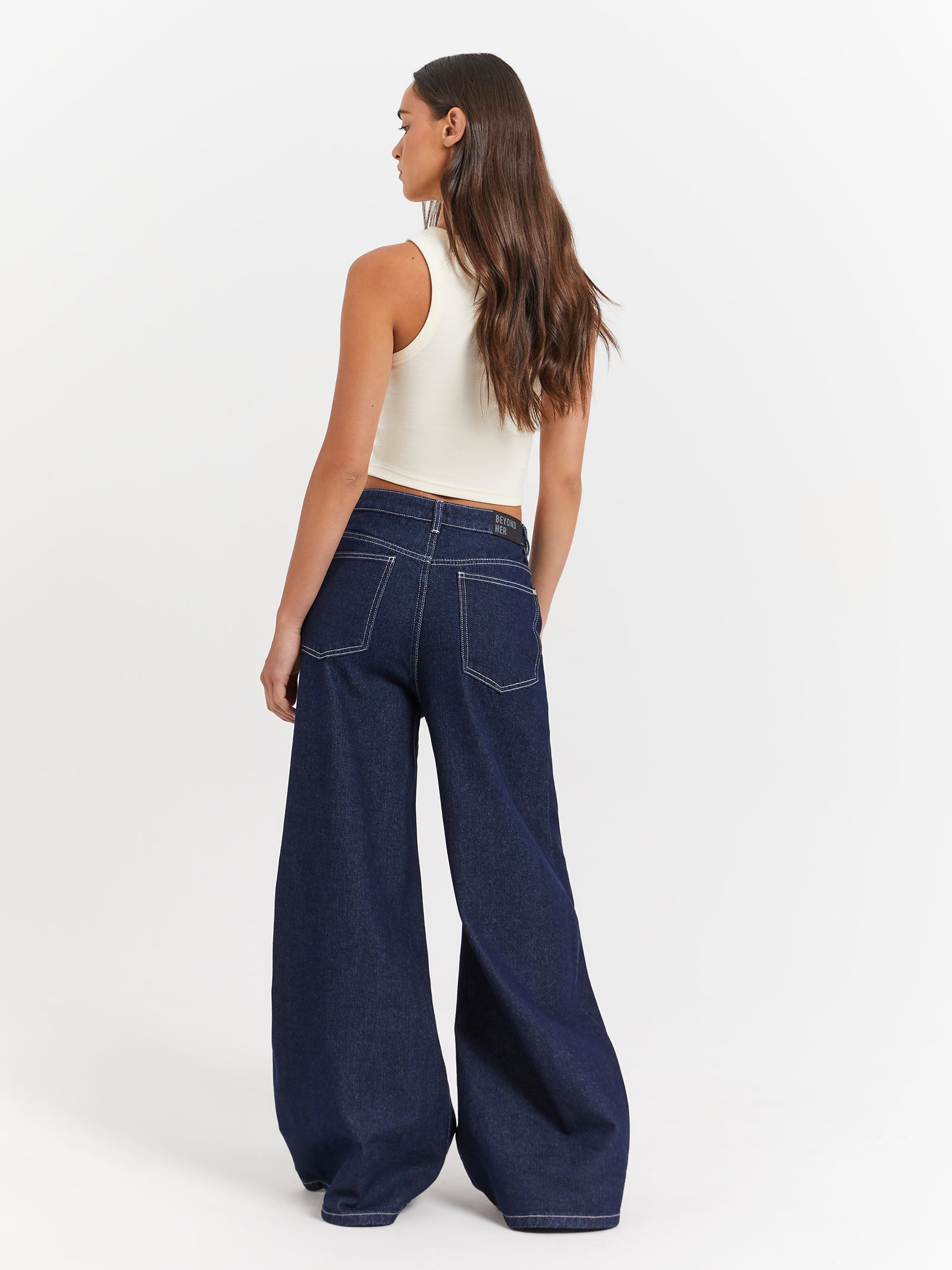 Maeve Ultra Wide Jeans in Raw Indigo