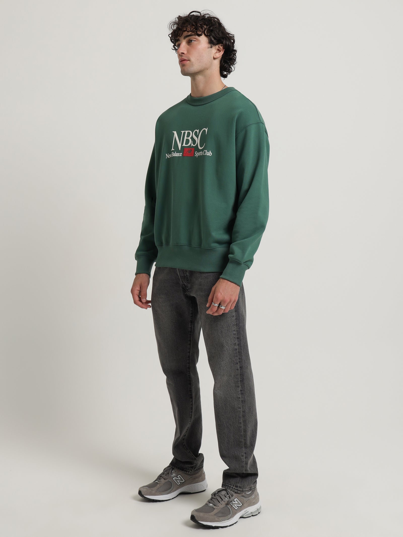 Athletics Sports Club French Terry Crewneck in Bottle Green