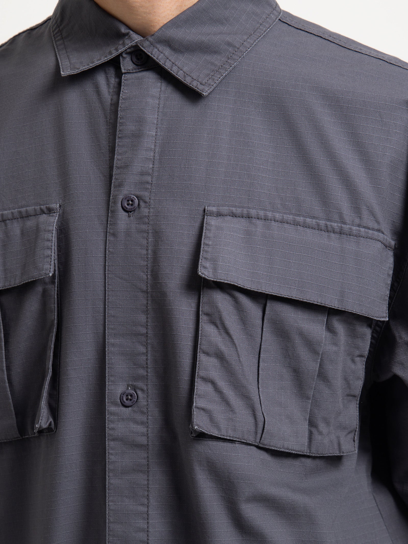 Wyatt Cargo Long Sleeve Shirt in Blueberry