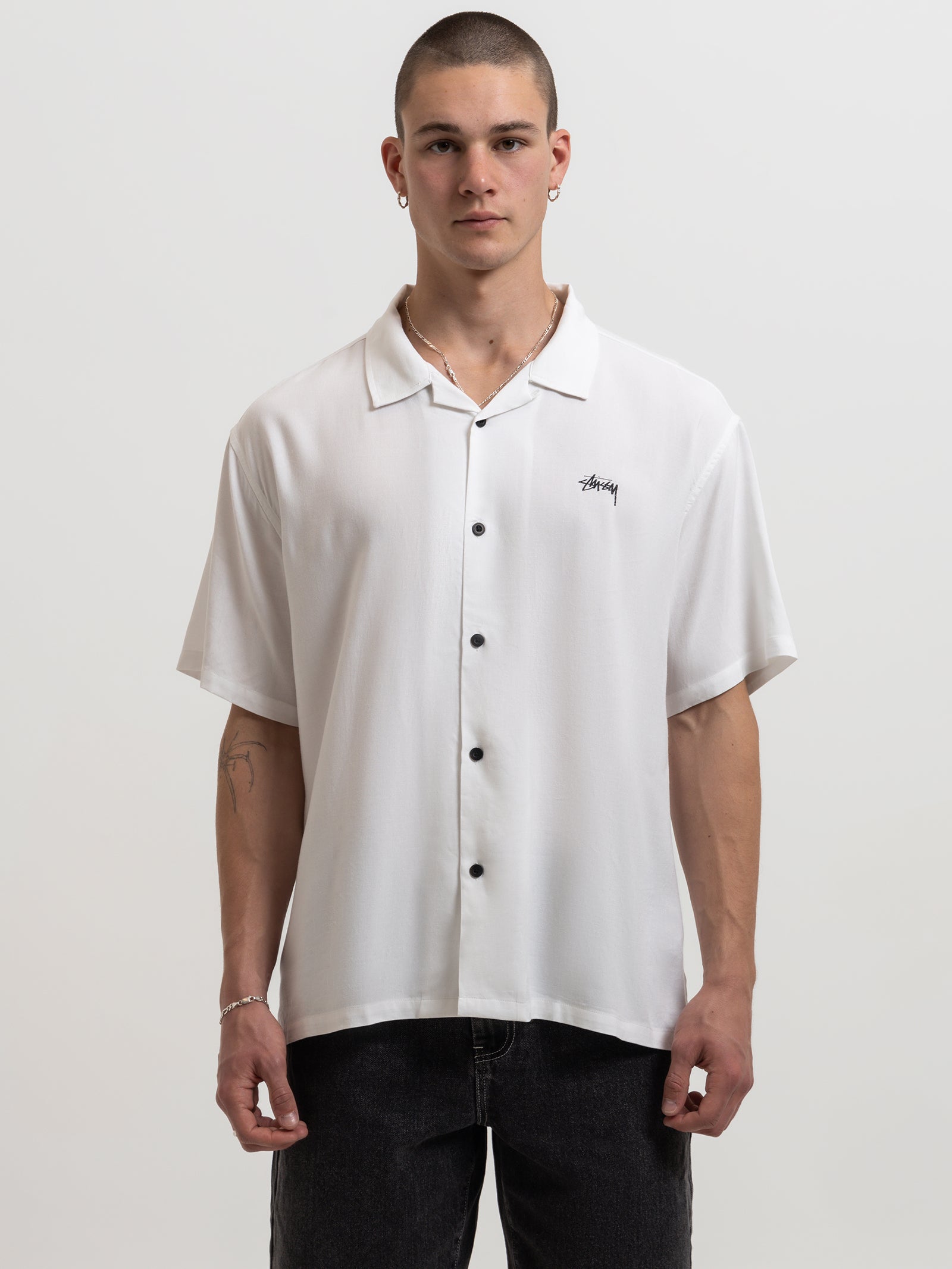 Fire Dice Short Sleeve Shirt in White