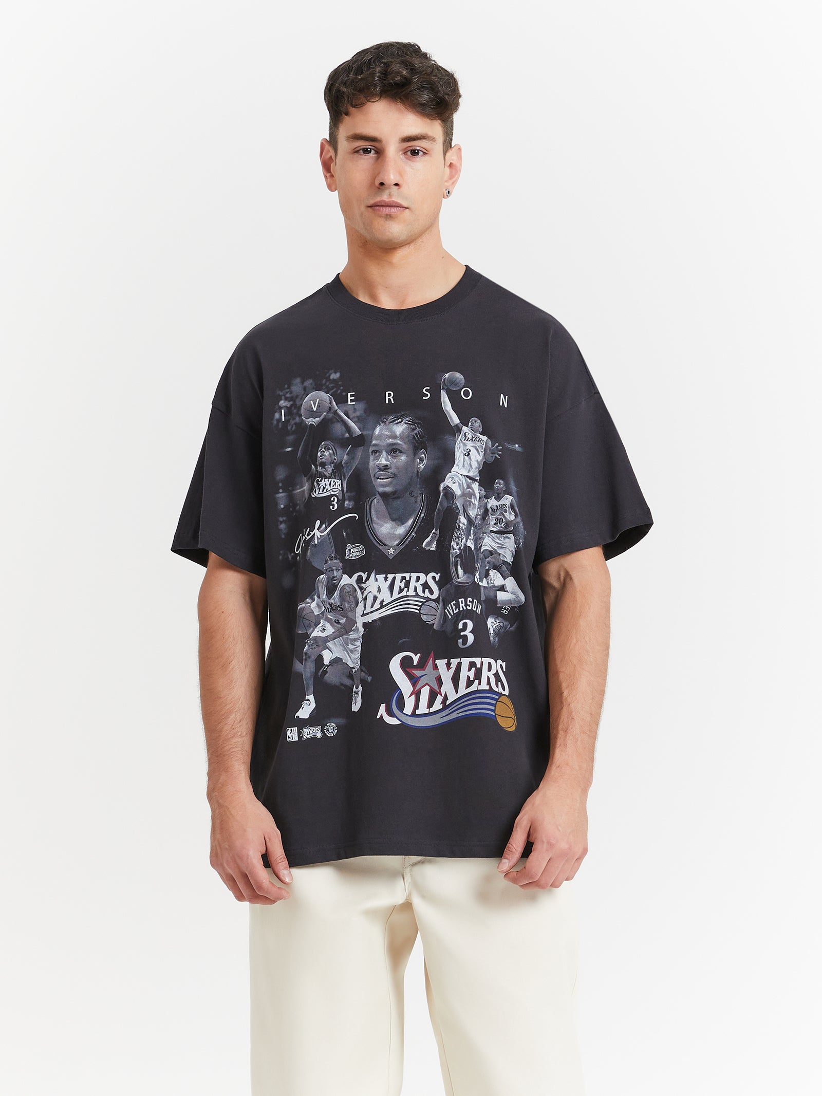 Allen Iverson Player Homage Photo T-Shirt in Faded Black