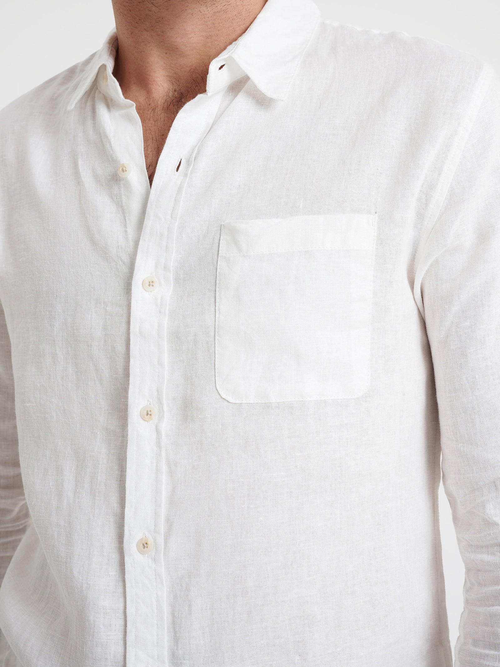 Nero Linen Long Sleeve Shirt in White