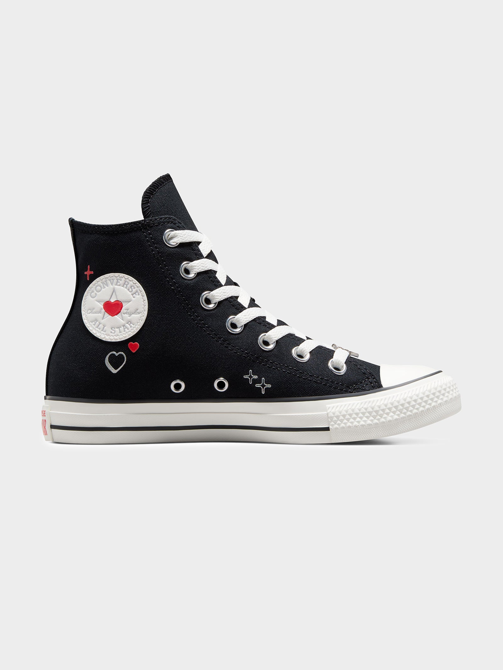 Womens Chuck Taylor All Star Y2K Heart High Top Sneakers in Black