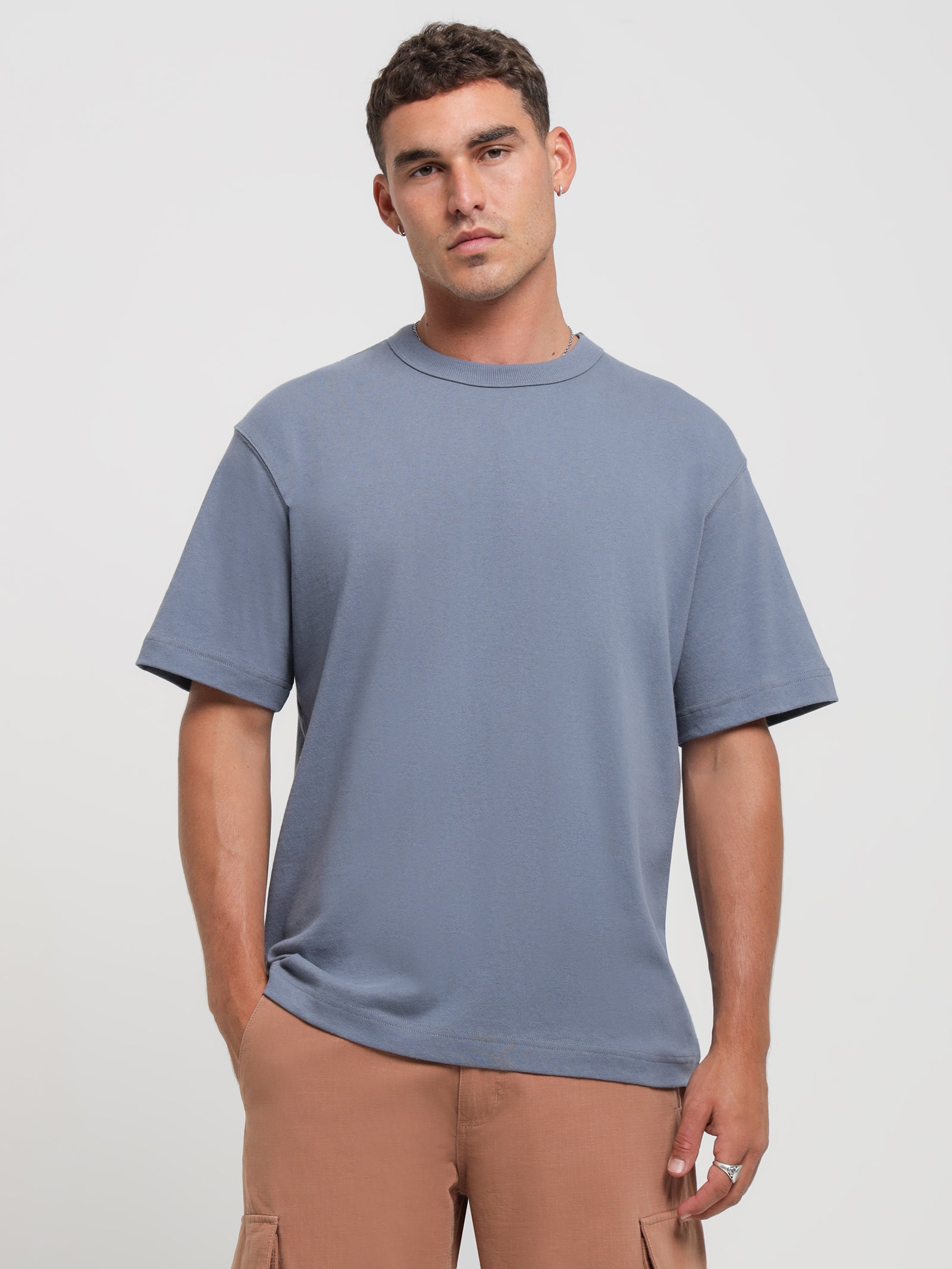 Heavyweight Crew T-Shirt in Indigo Blue