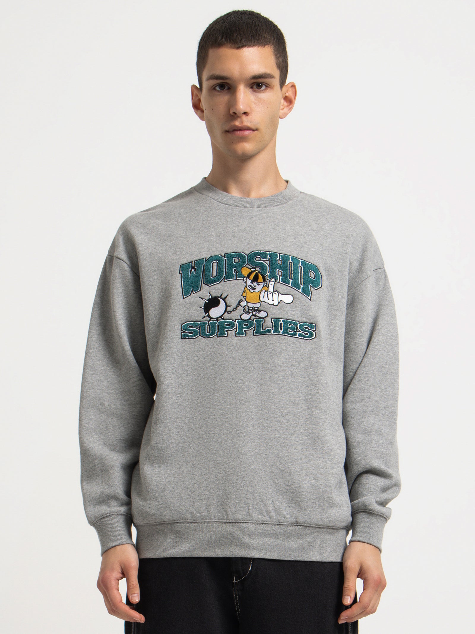 Freshman Crew Fleece in Grey Marle