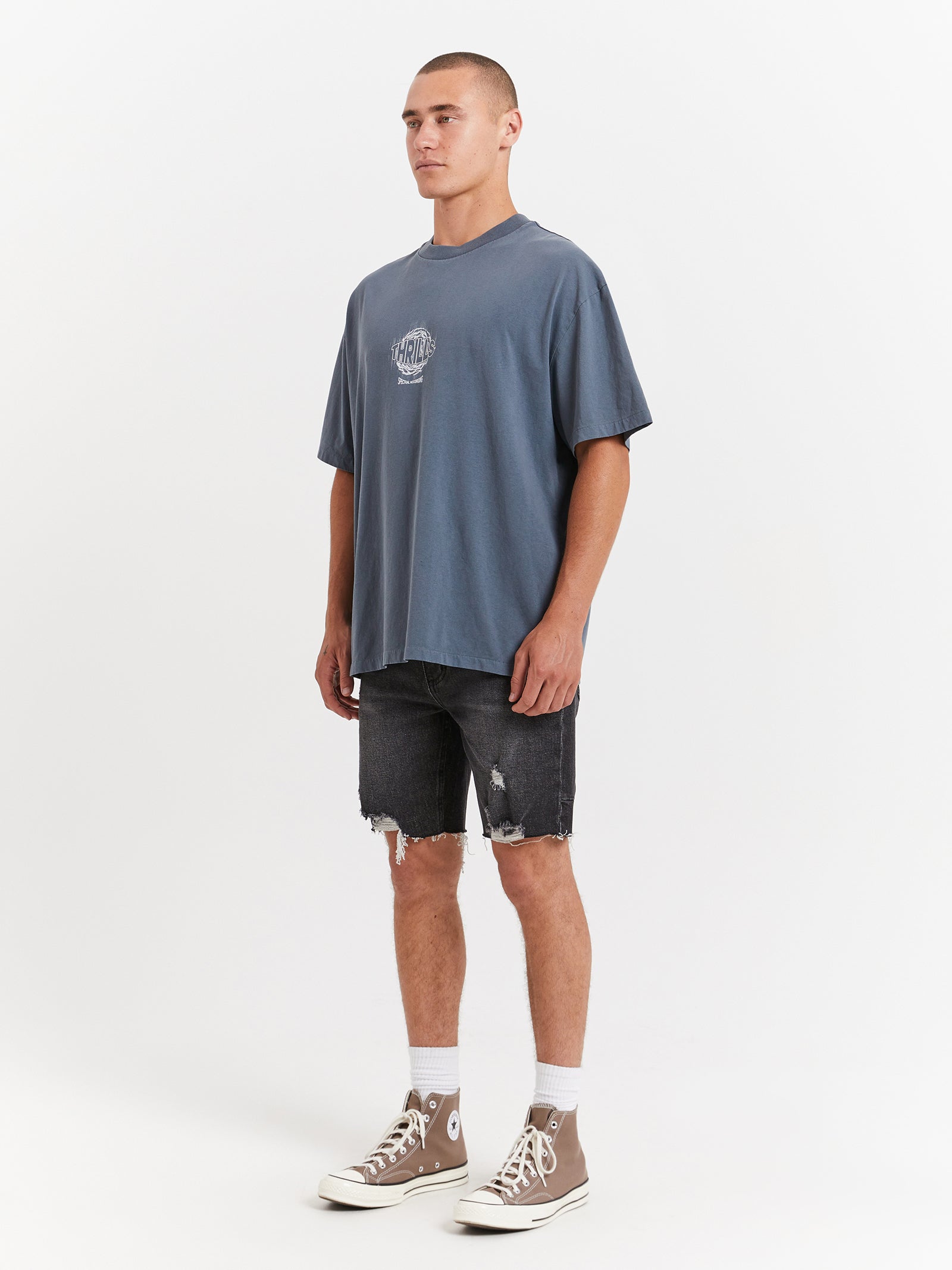 Spectral Static Box Fit Oversized T-Shirt in Dark Slate