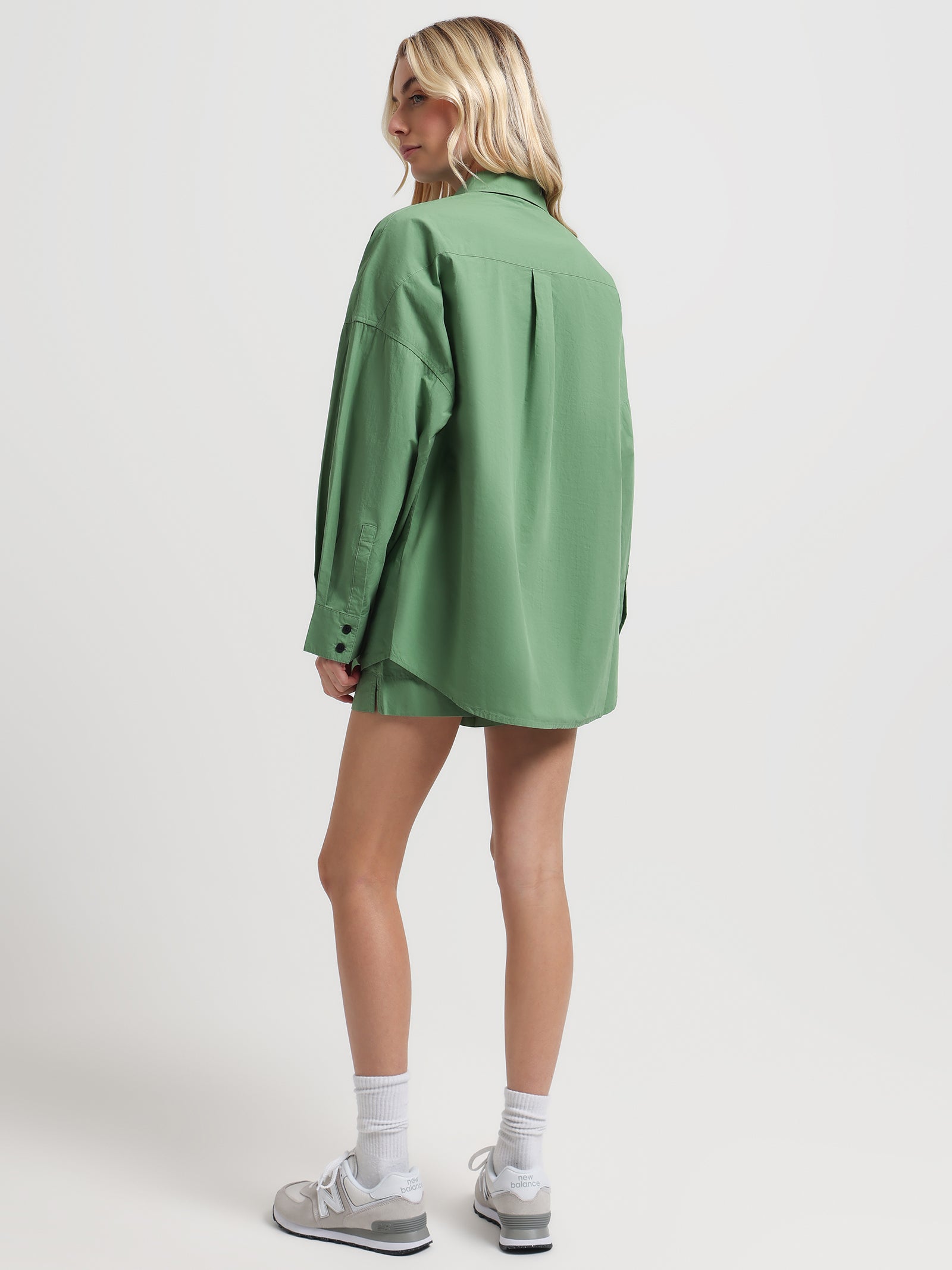 Cruz Poplin Shirt in Lotus Green