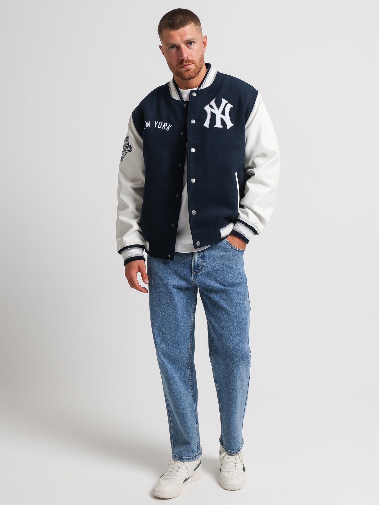 Yankees Athlete Letterman Jacket in Midnight Blue