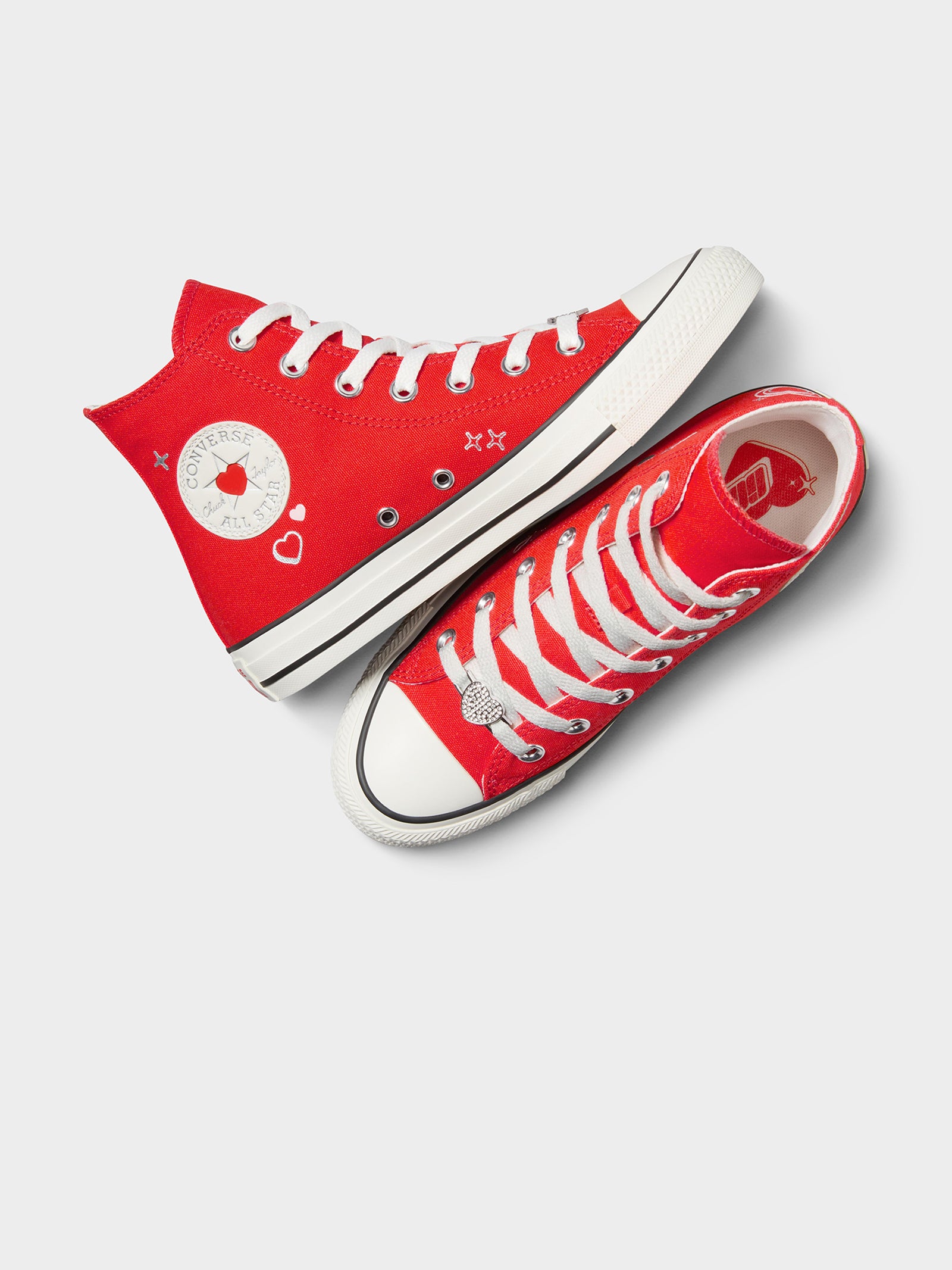 Womens Chuck Taylor All Star Y2K Heart High Top Sneakers in Fever Dream & Vintage White