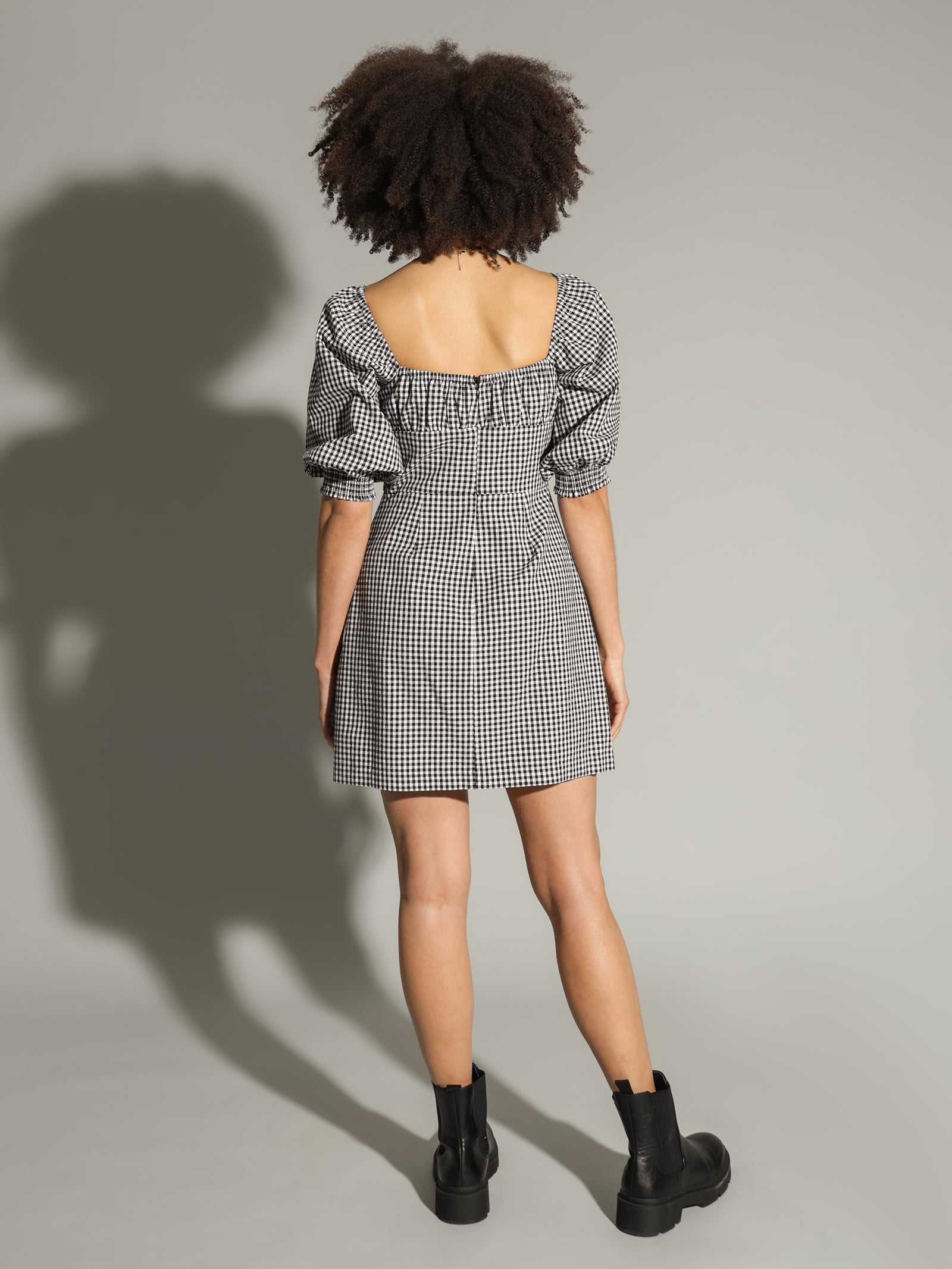 Tully Mini Dress in Black Gingham