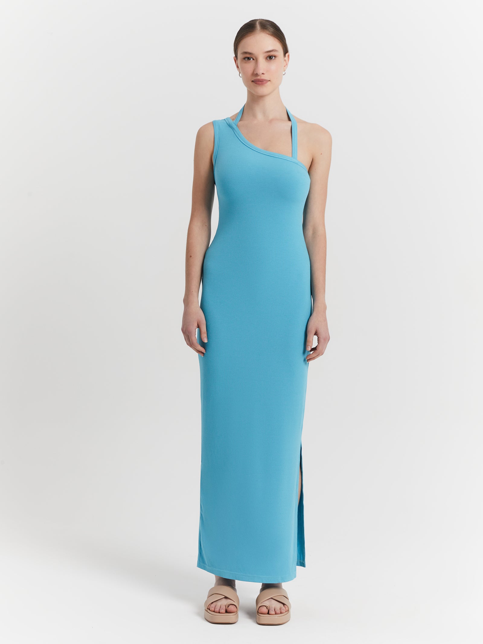 Alden Midi Dress in Turquoise Sea