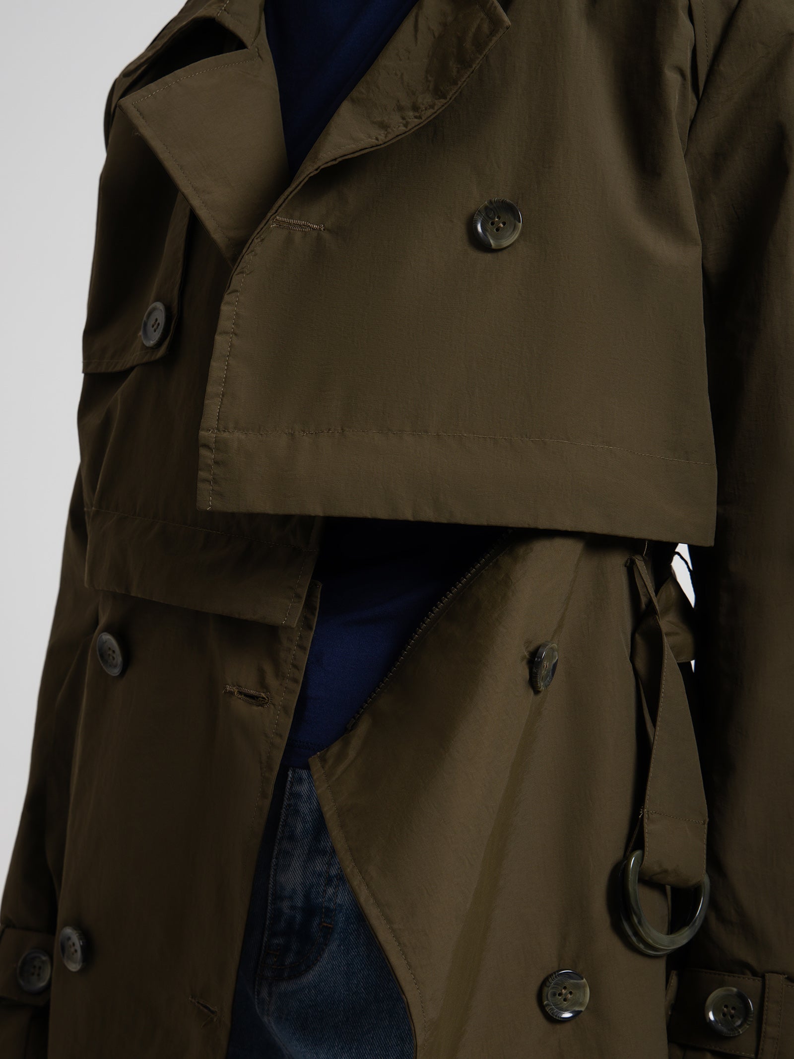 Ivy Zip Off Trench Coat in Khaki