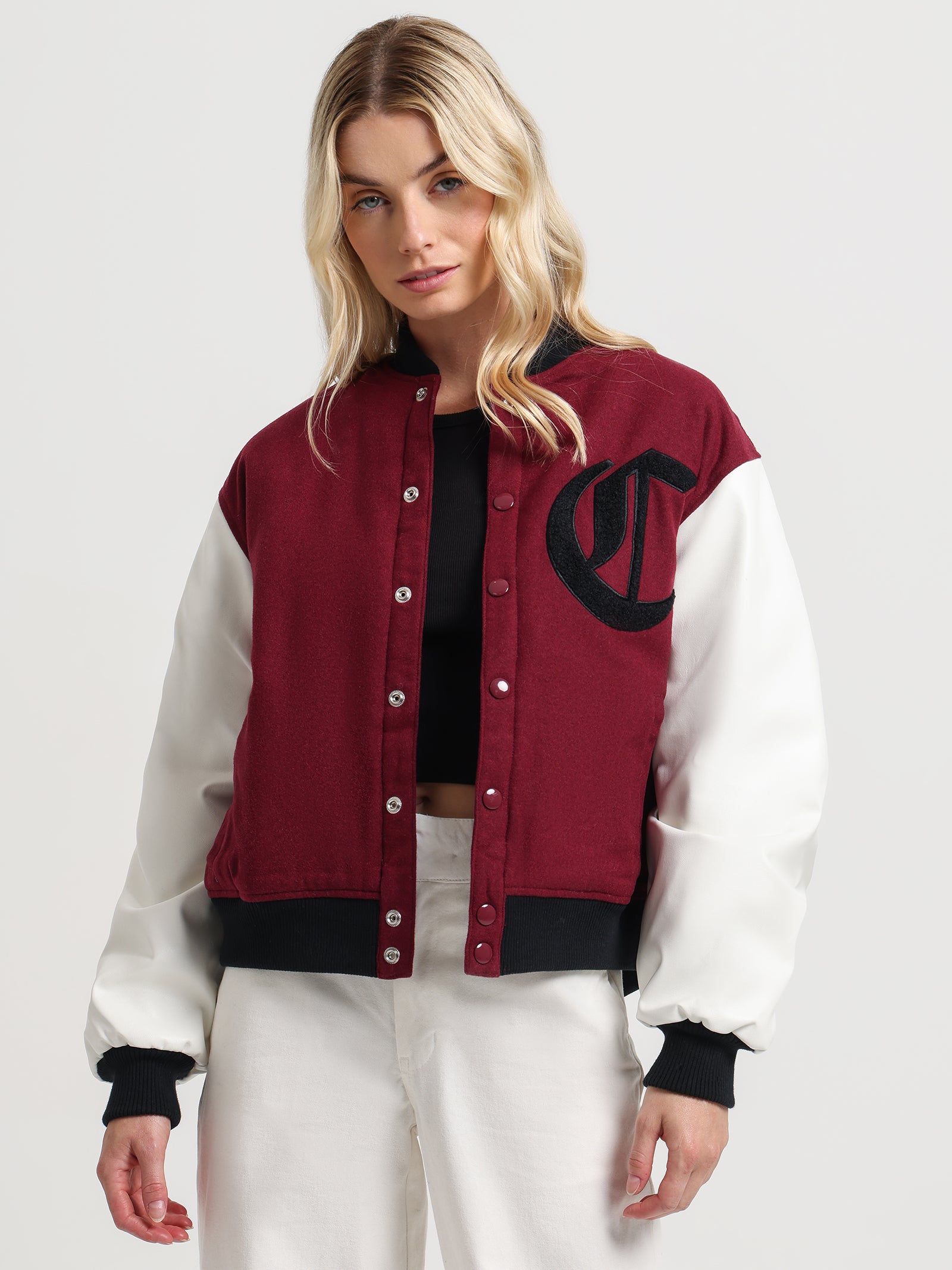 Cornell Letterman Jacket in Lava & Ecru