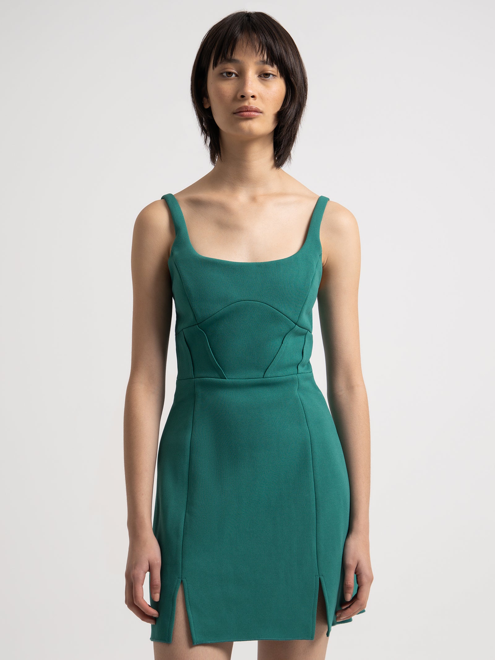 Iesha Bonded Mini Dress in Pine Green