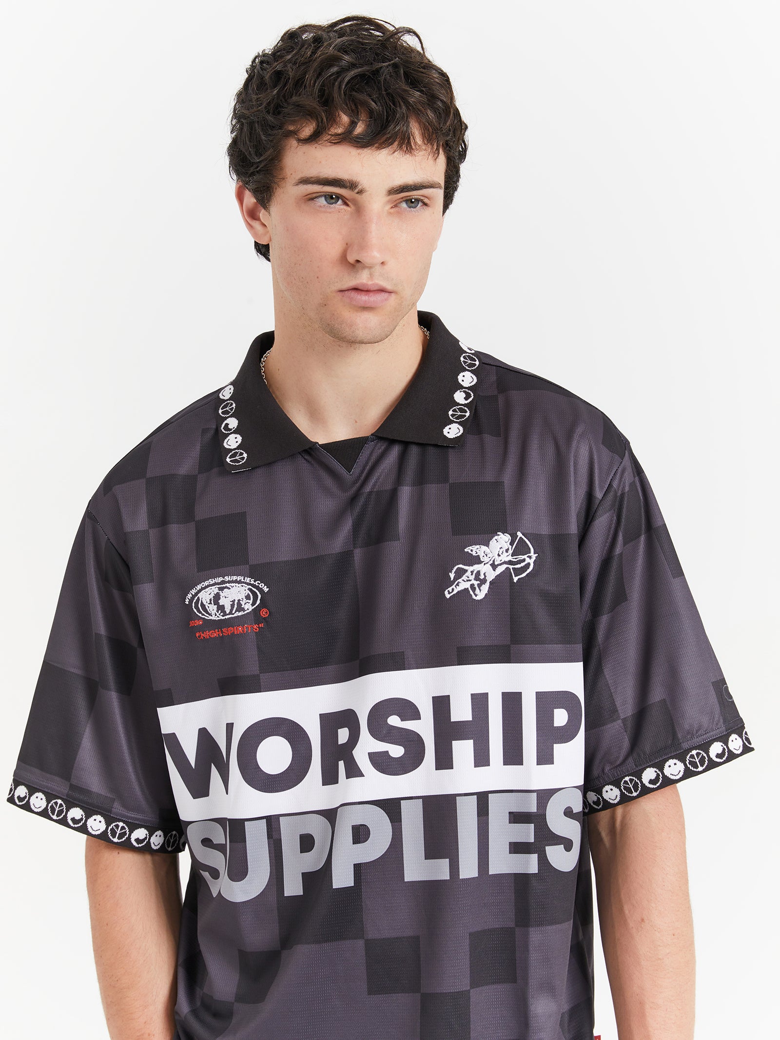 Cherub Check Football Jersey in Black